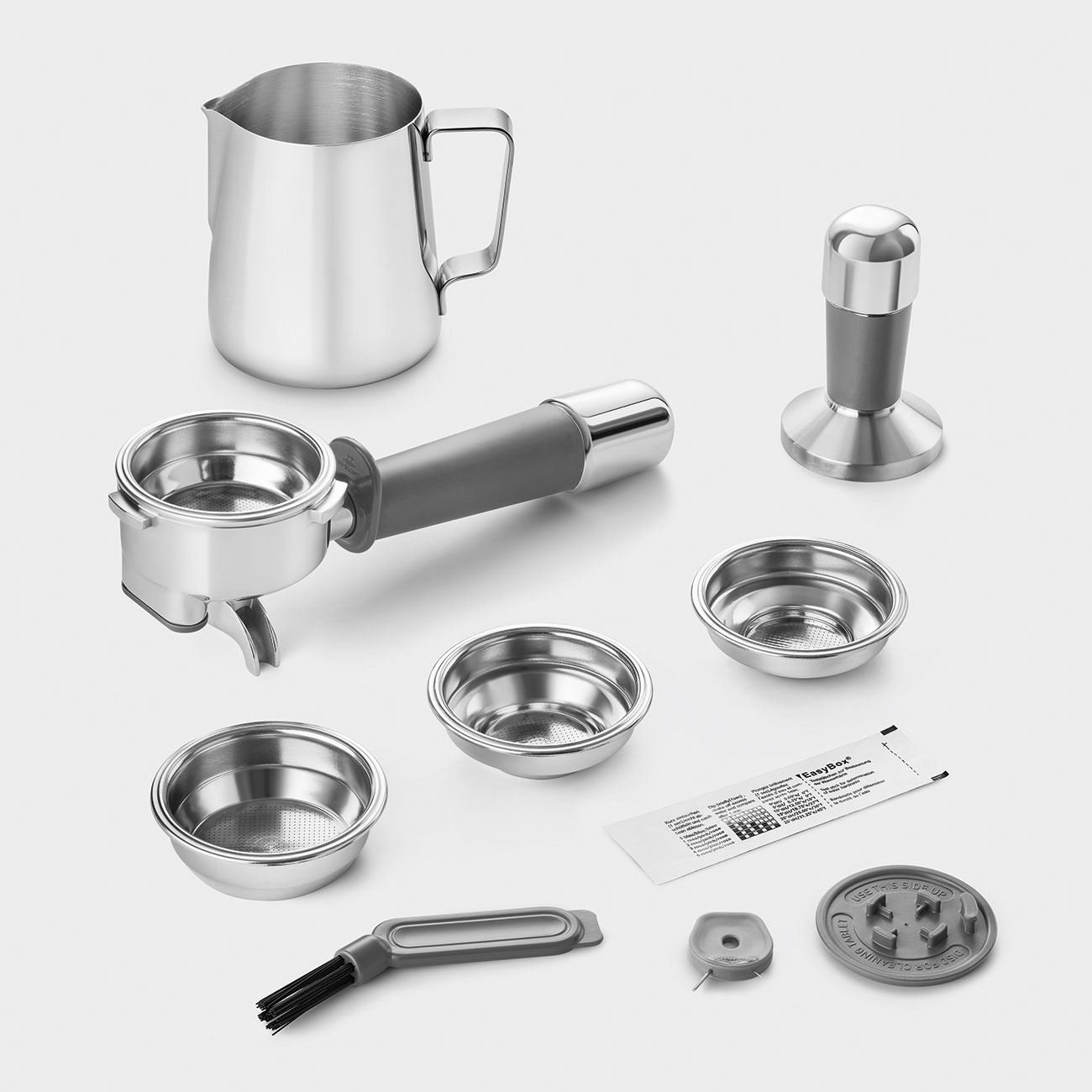 Cream manual espresso coffee machine with built-in grinder