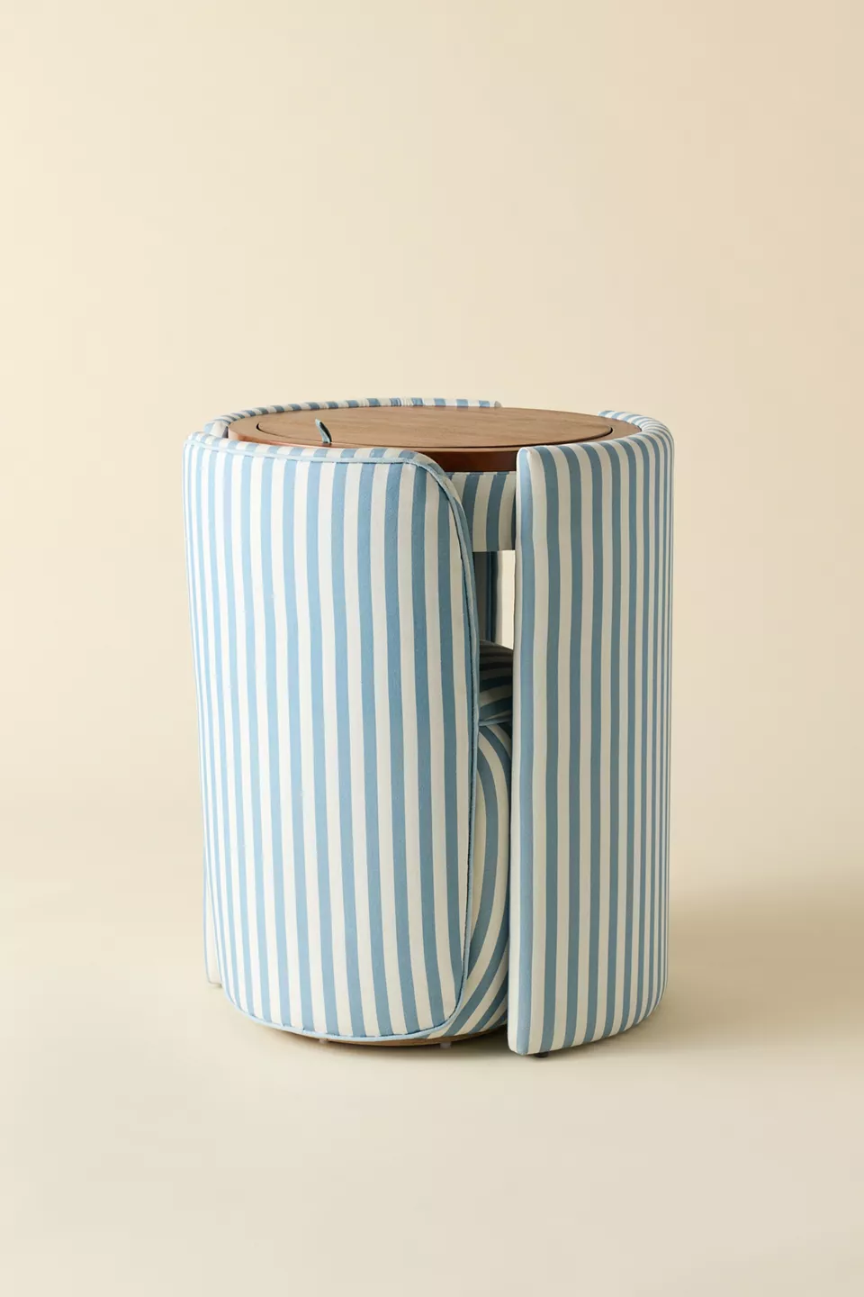 Compact Upholstered Cylinder Vanity & Stool Set