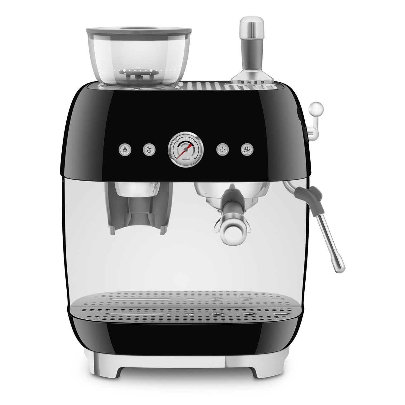 Cream manual espresso coffee machine with built-in grinder