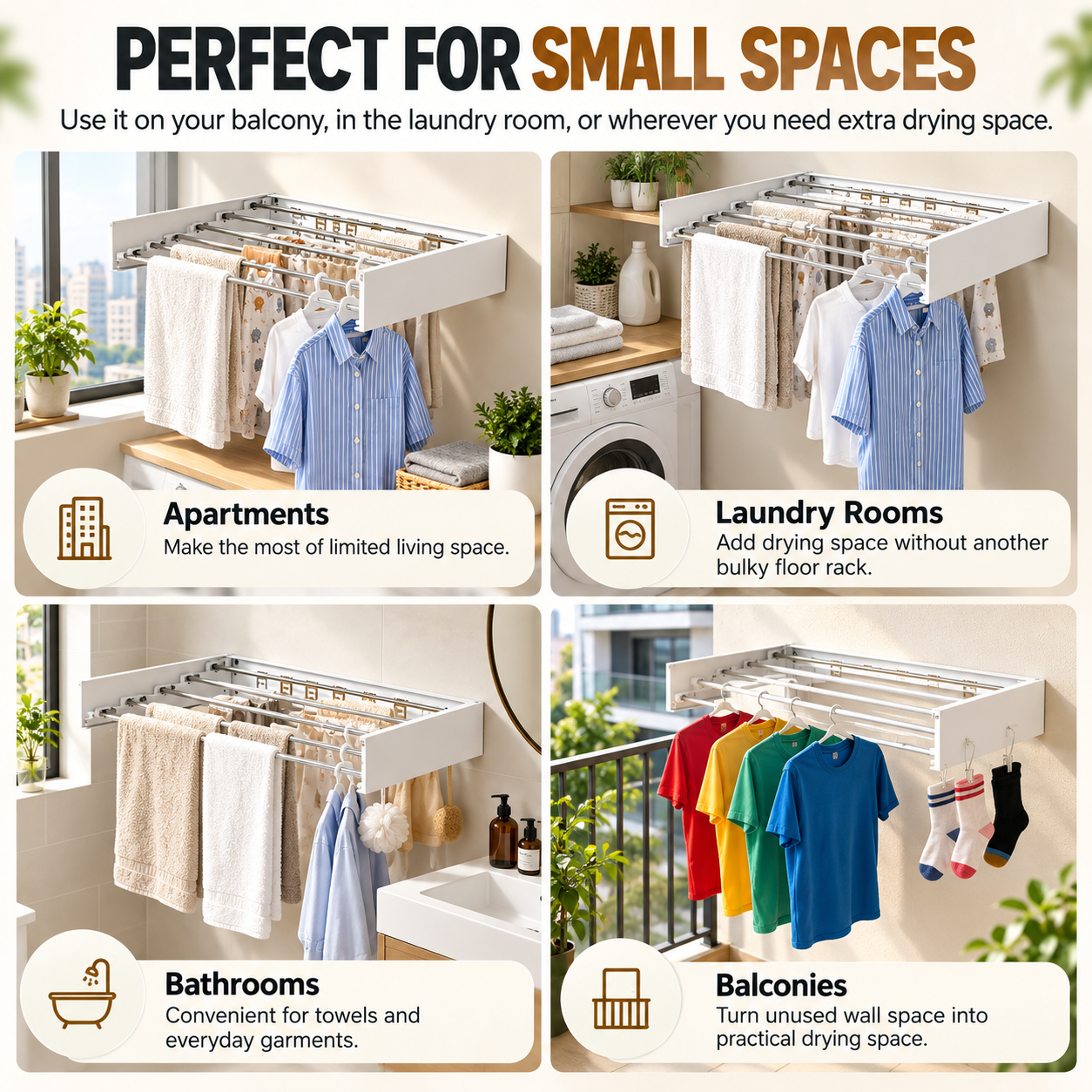 Wall-mounted folding drying rack