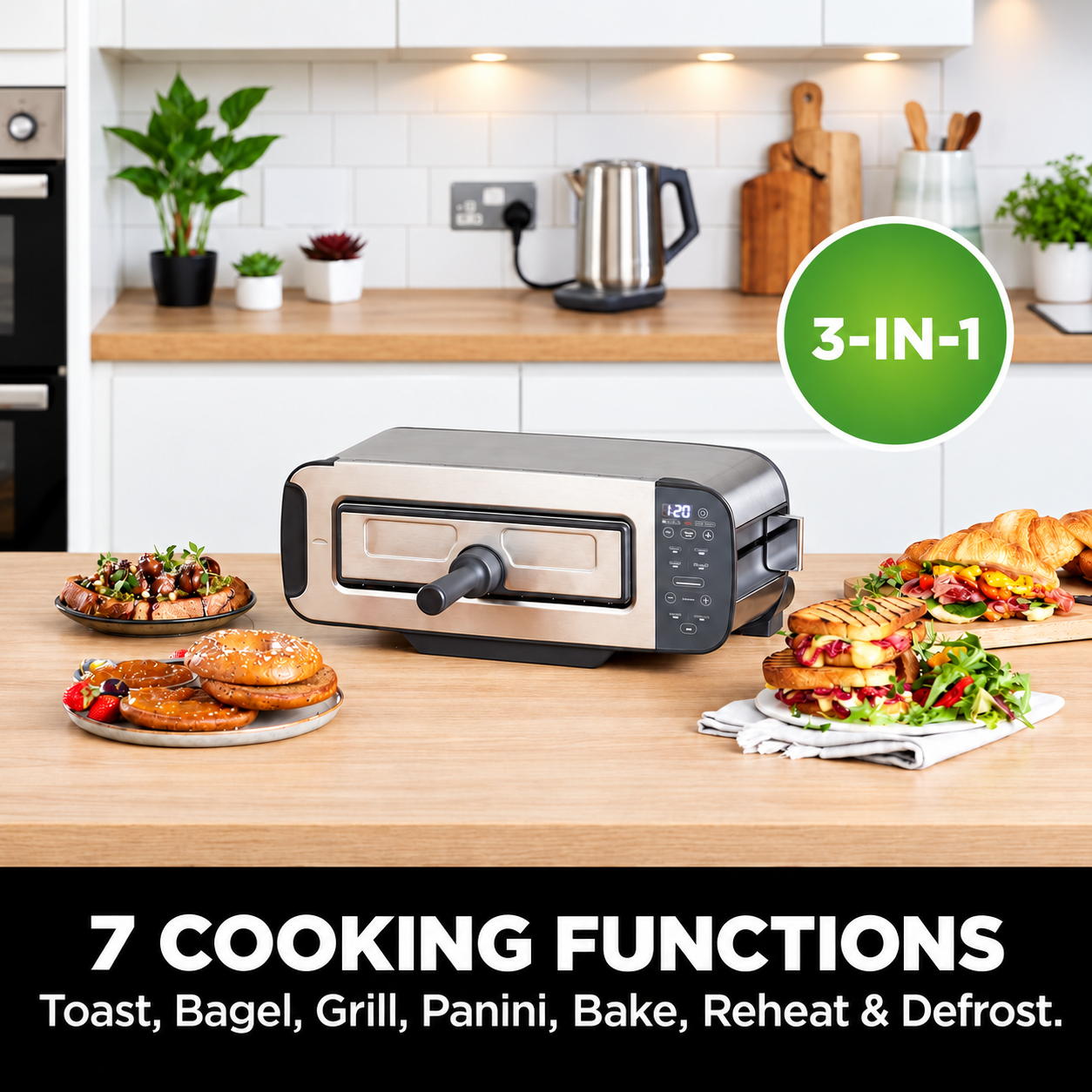 3-in-1 Flip Toaster, Grill & Panini Press