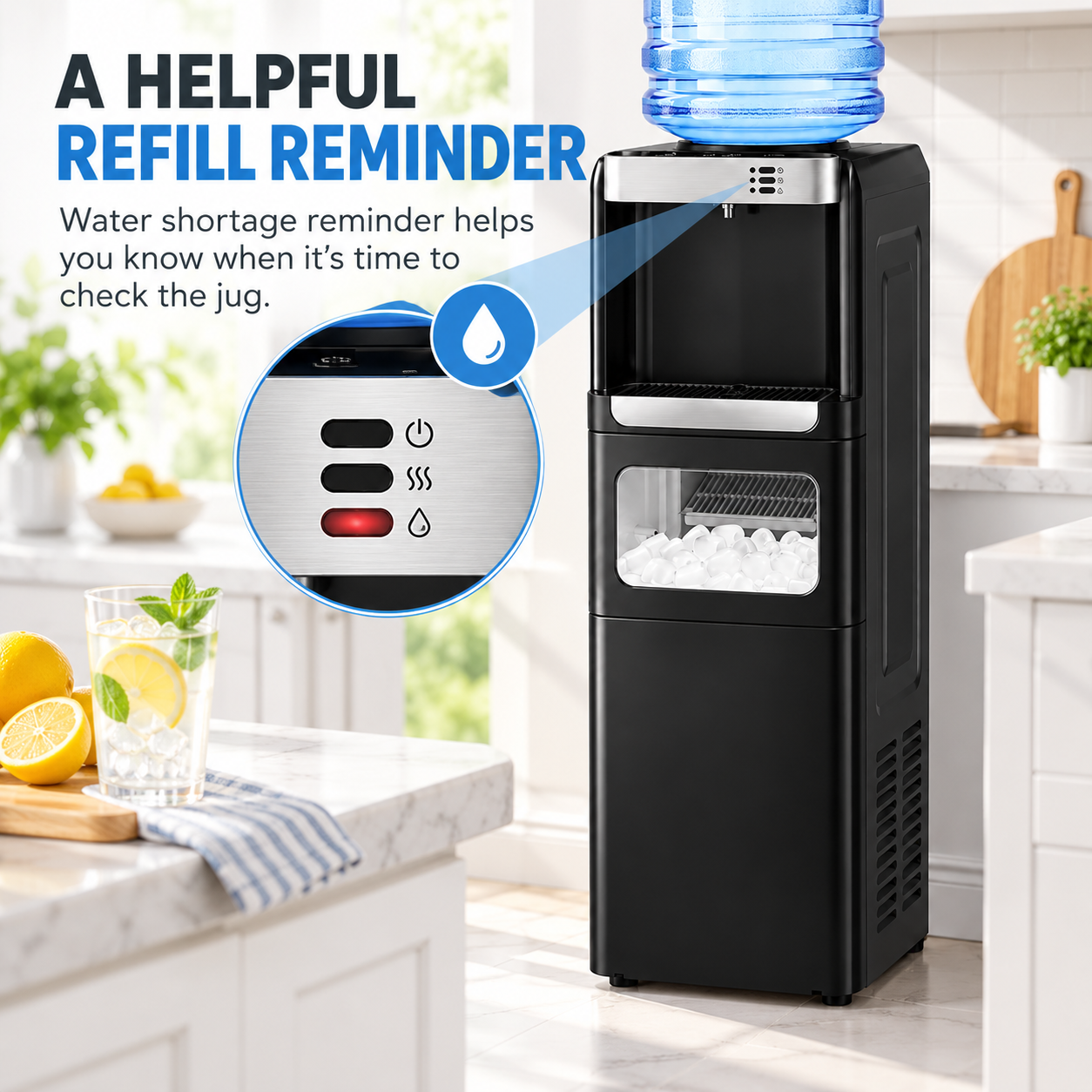 3-in-1 Water Dispenser with Built-In Ice Maker