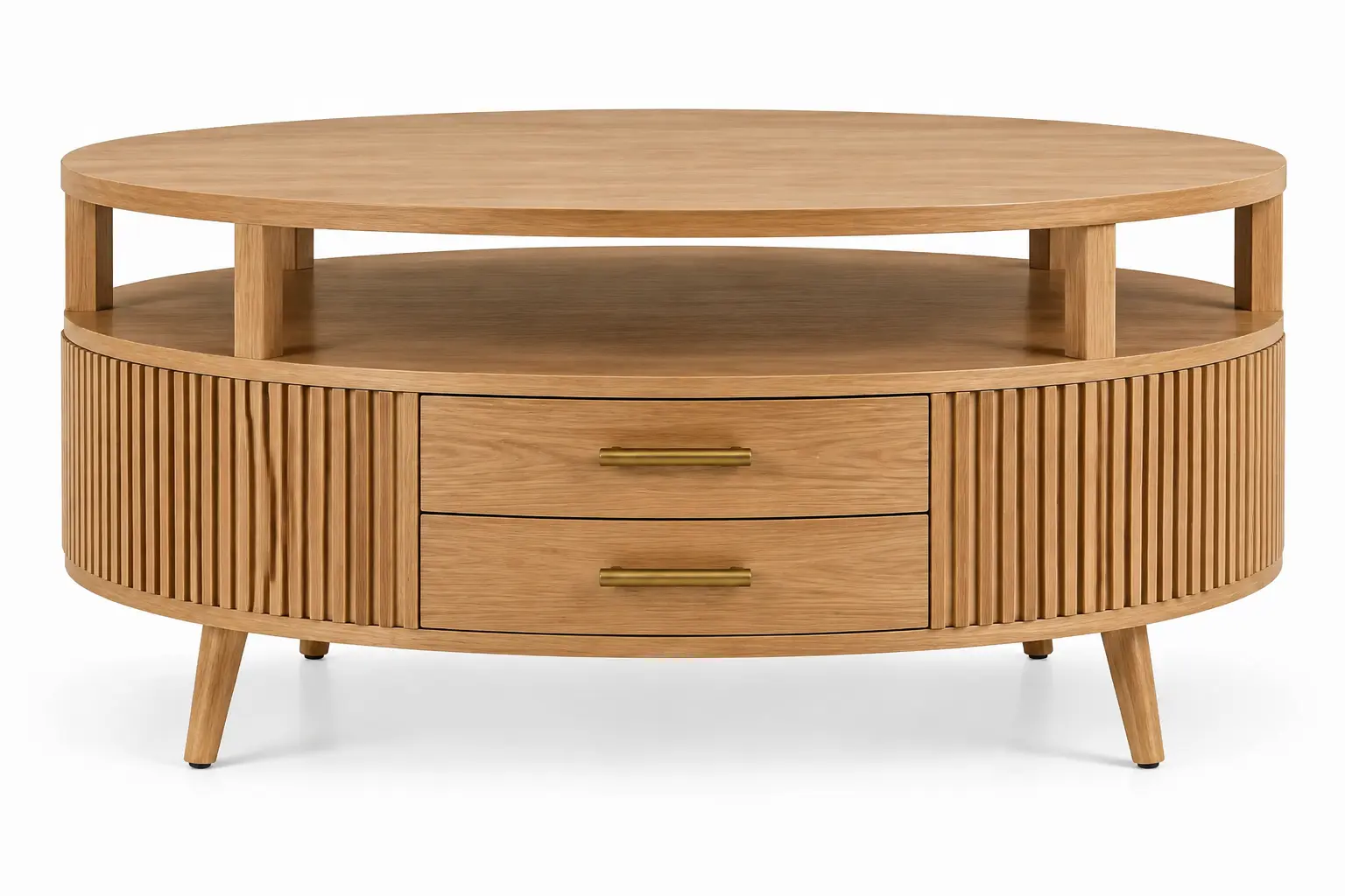 Mueble bajo para televisión de contorno redondeado, marrón-elmcraftco