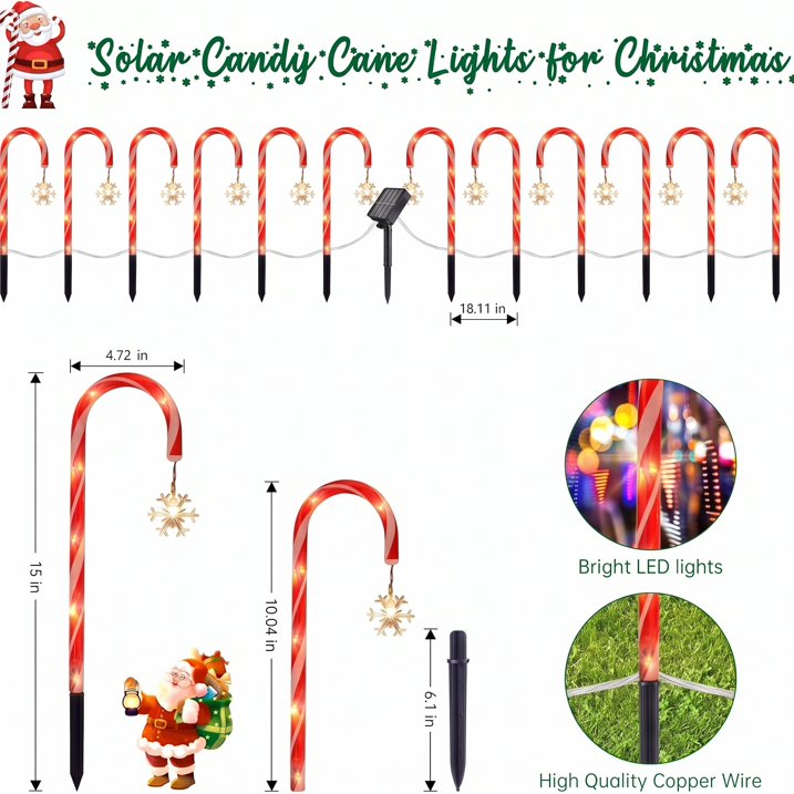 MQOALA 12 Pack Solar Christmas Candy Cane Lights, 8 Modes with Remote Control, Waterproof Outdoor Christmas Pathway Lights for Garden Yard Patio Xmas Decoration