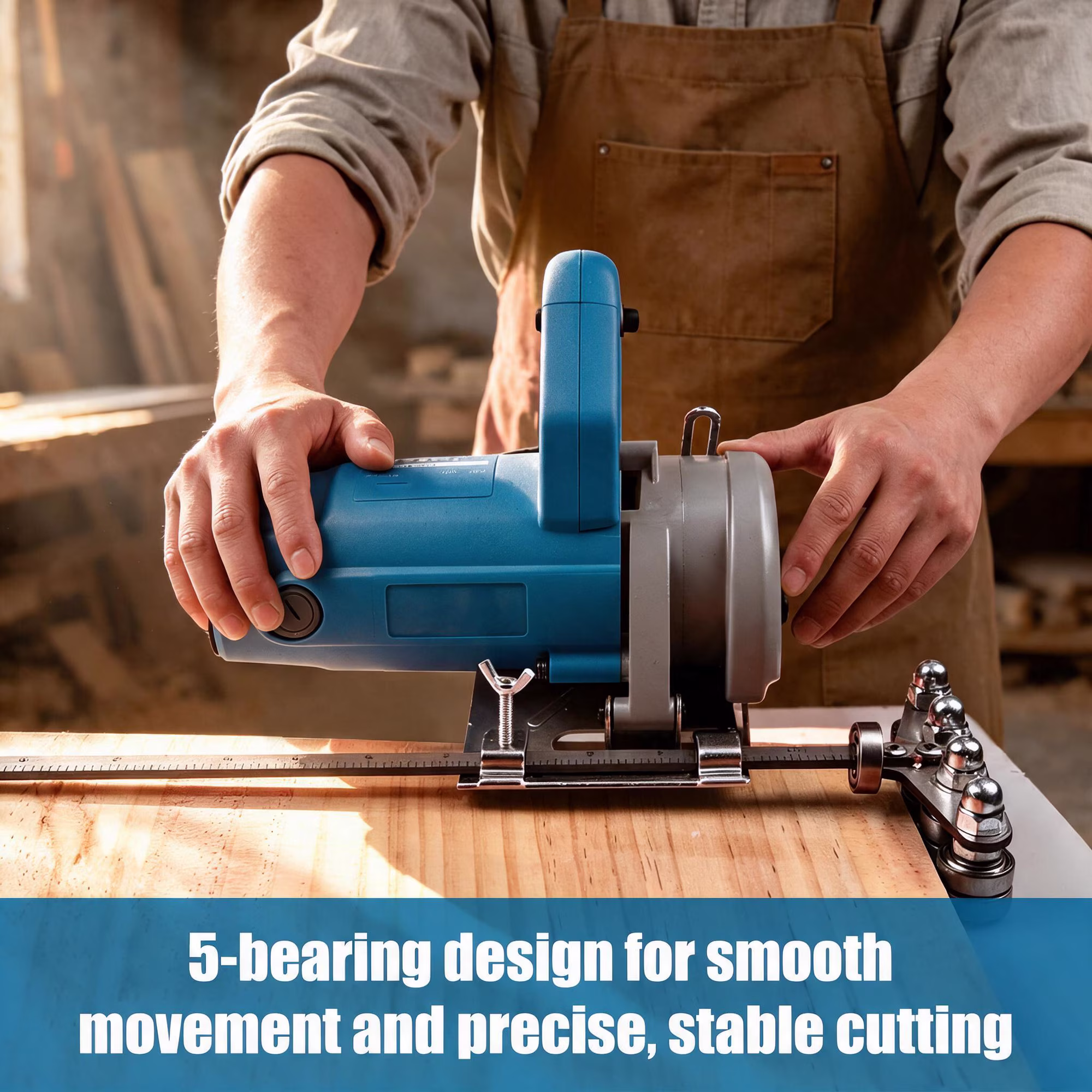 MQOALA 24in Positioning Calipers with Four-Axis, Stainless Steel Adjustable Guide Rail for Circular Saw, Silver, 1 pack, Woodworking Rip Cut Cutting Tool