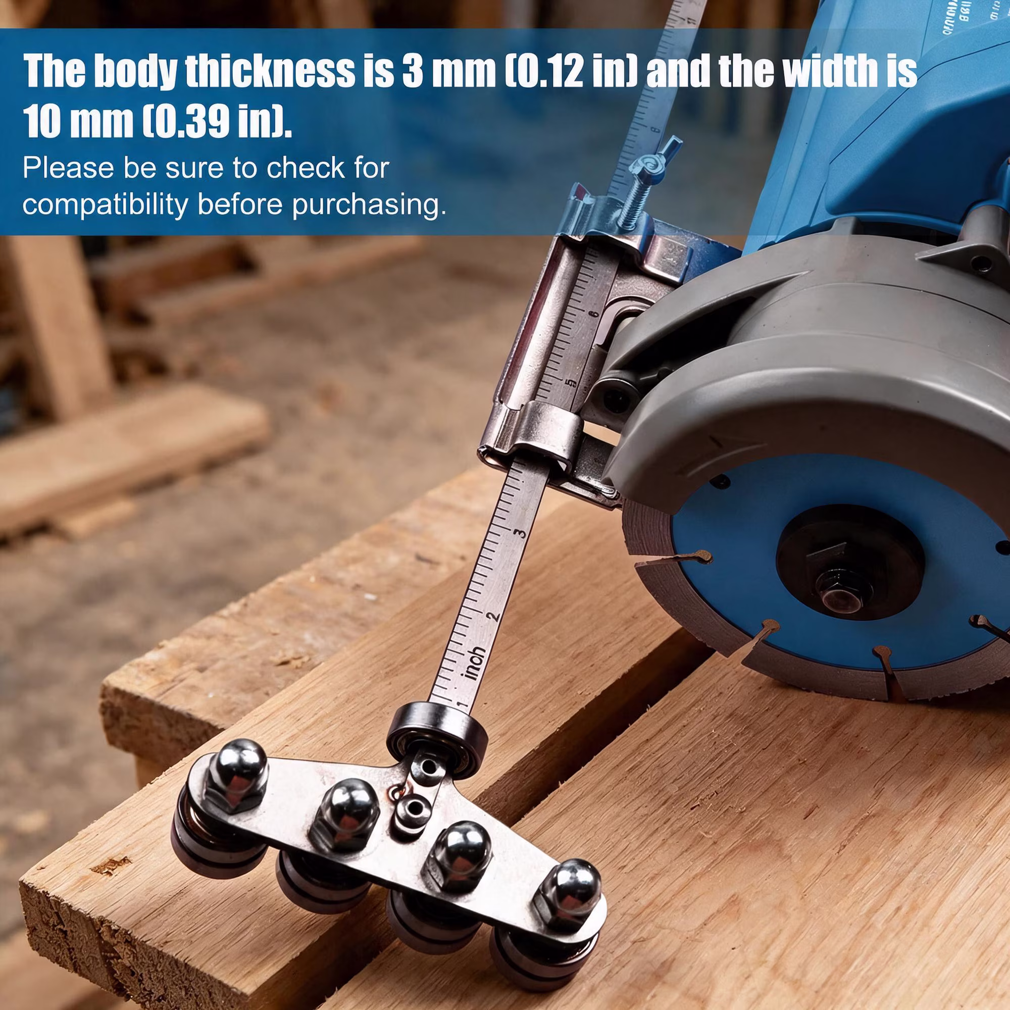 MQOALA 24in Positioning Calipers with Four-Axis, Stainless Steel Adjustable Guide Rail for Circular Saw, Silver, 1 pack, Woodworking Rip Cut Cutting Tool