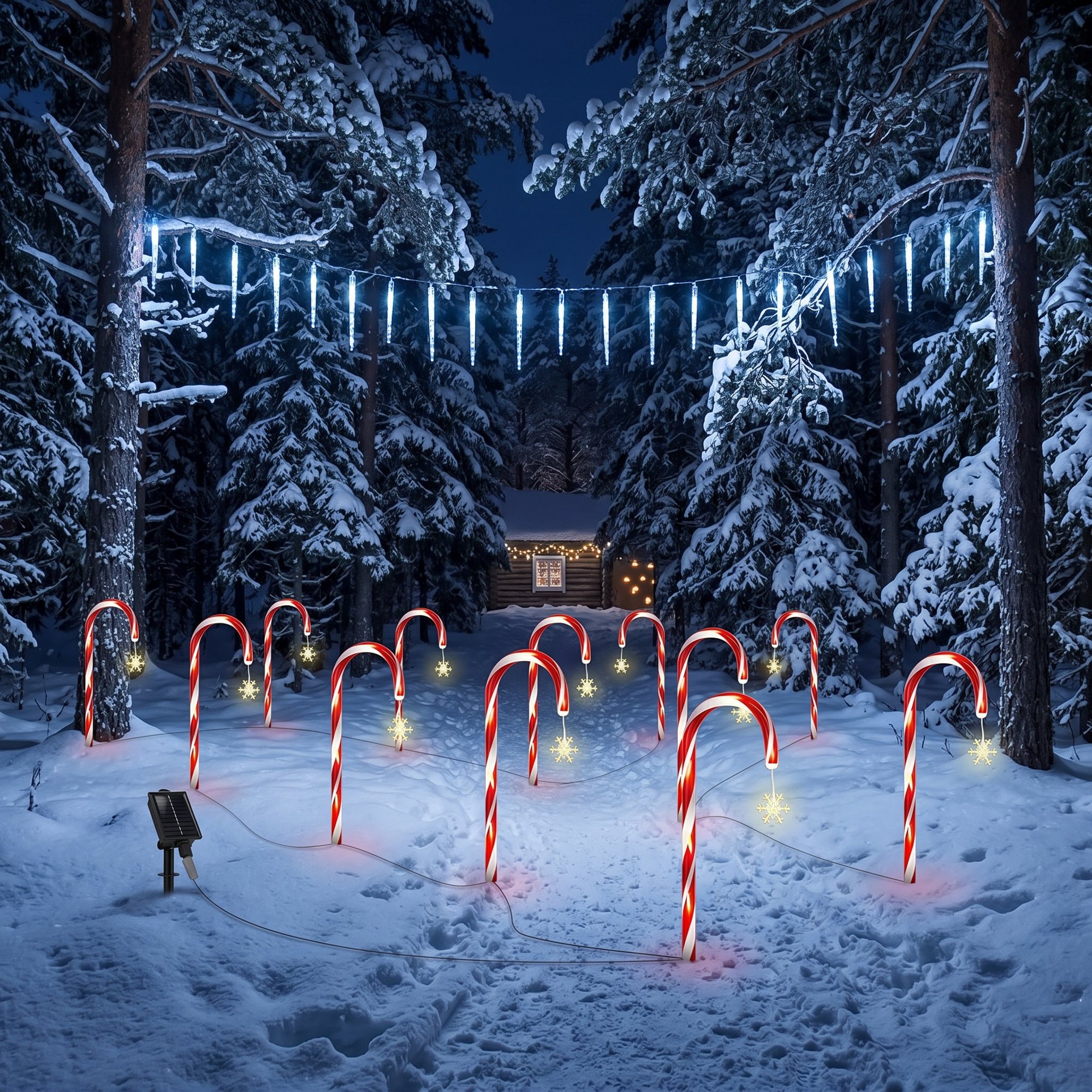 MQOALA 12 Pack Solar Christmas Candy Cane Lights, 8 Modes with Remote Control, Waterproof Outdoor Christmas Pathway Lights for Garden Yard Patio Xmas Decoration