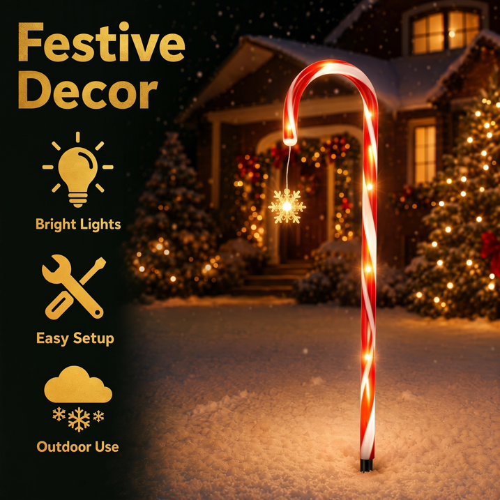MQOALA 12 Pack Solar Christmas Candy Cane Lights, 8 Modes with Remote Control, Waterproof Outdoor Christmas Pathway Lights for Garden Yard Patio Xmas Decoration
