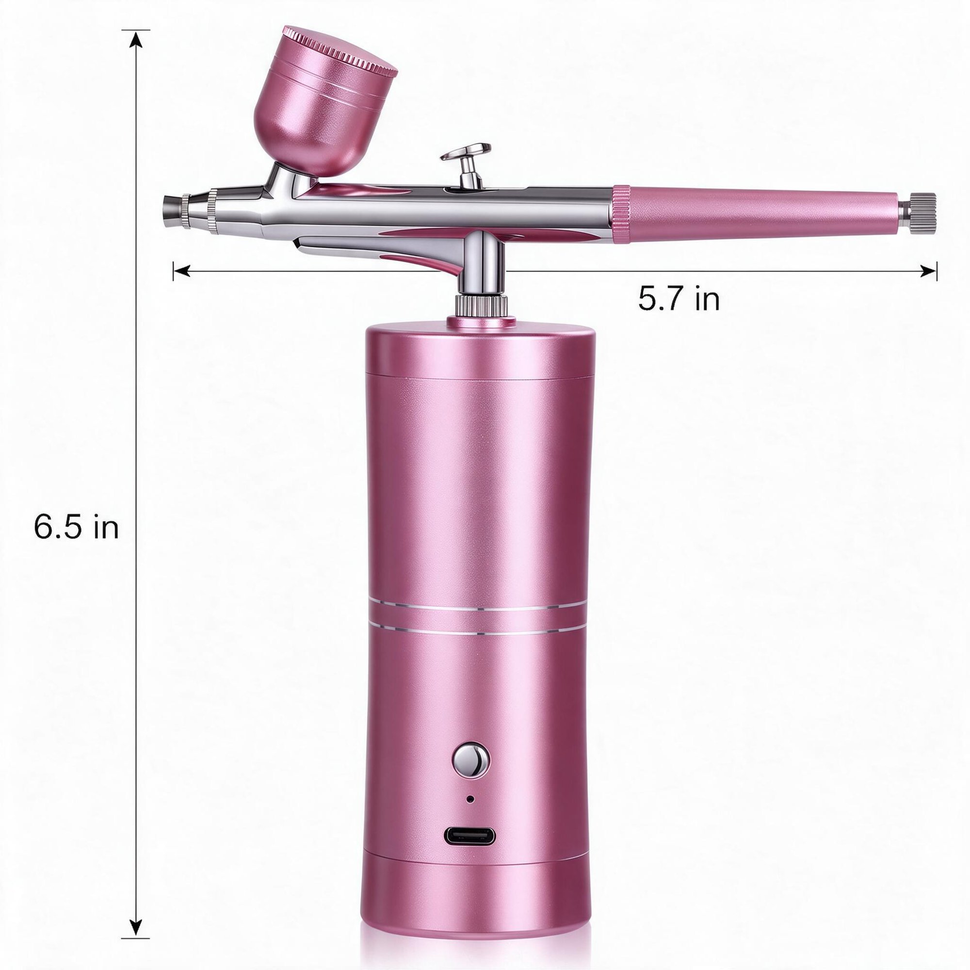 Airbrush Kit with Compressor, Portable Rechargeable Air Brush for Nail Art, Makeup, Barber & Model Painting (Pink)