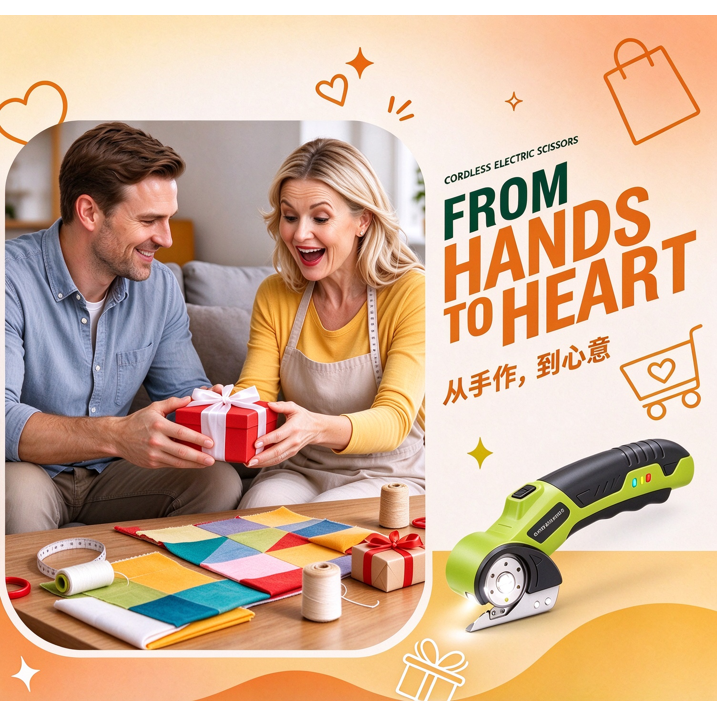 MQOALA 4V Rechargeable Rotary Cutter, 3000mAh Battery with LED Light & Safety Lock, 2 Blades, For Fabric, Carpet, Carton, Plastic & Leather,Green