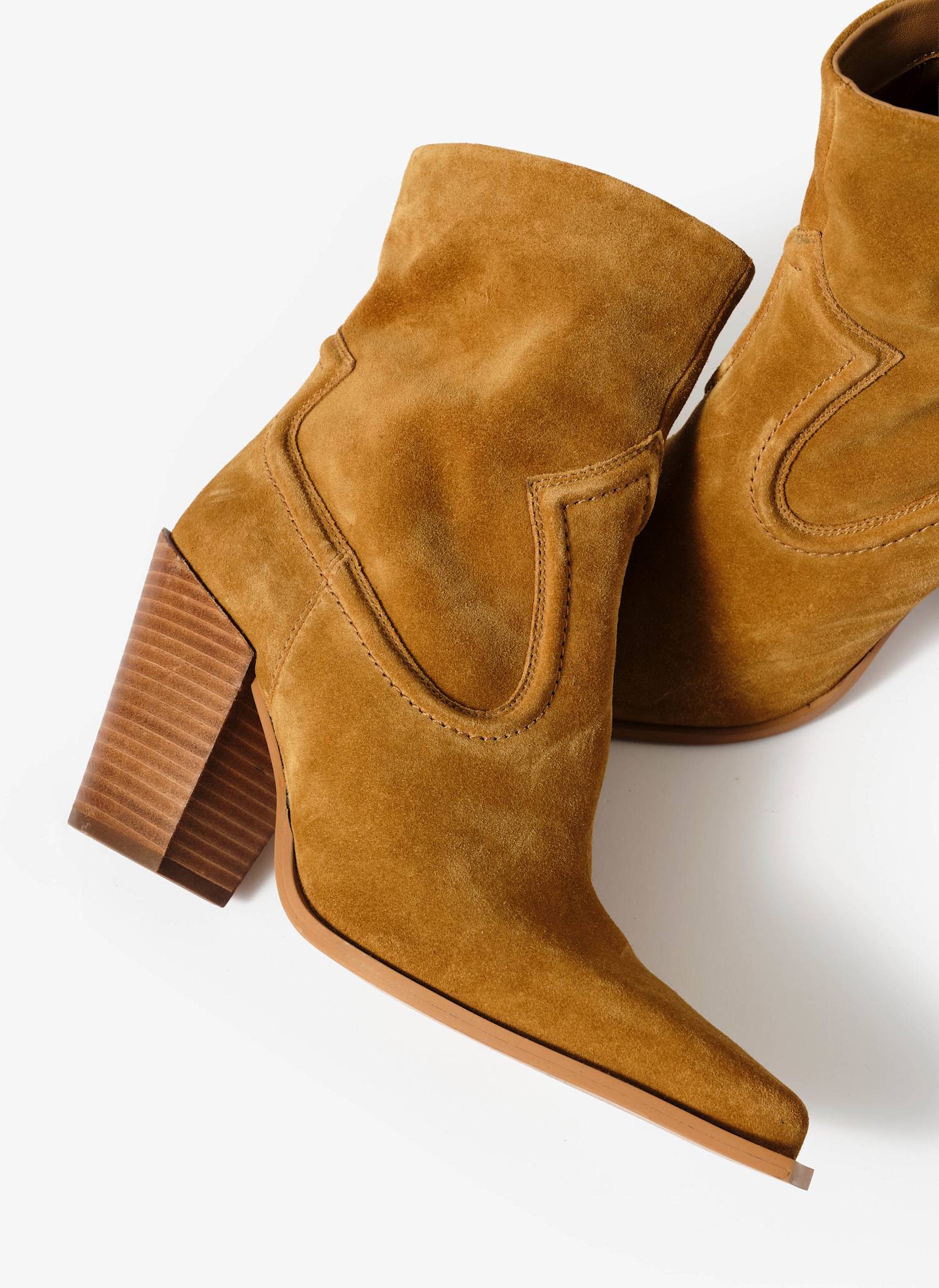 Lorna Tan Suede Western Ankle Boots