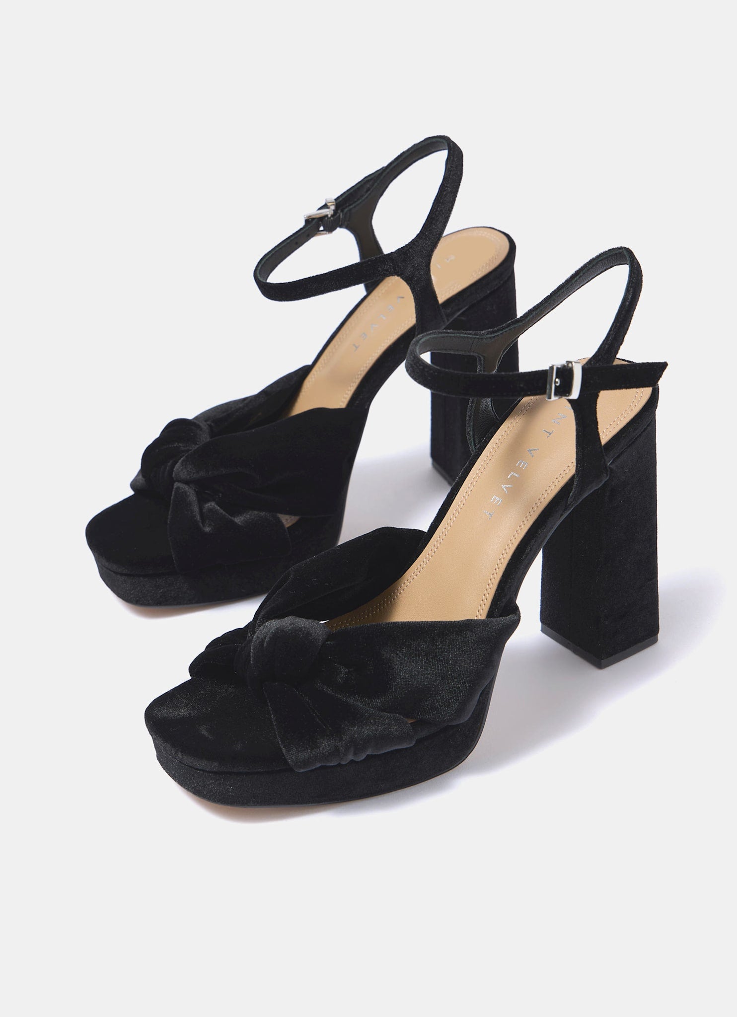 Amy Black Velvet Platform Heels