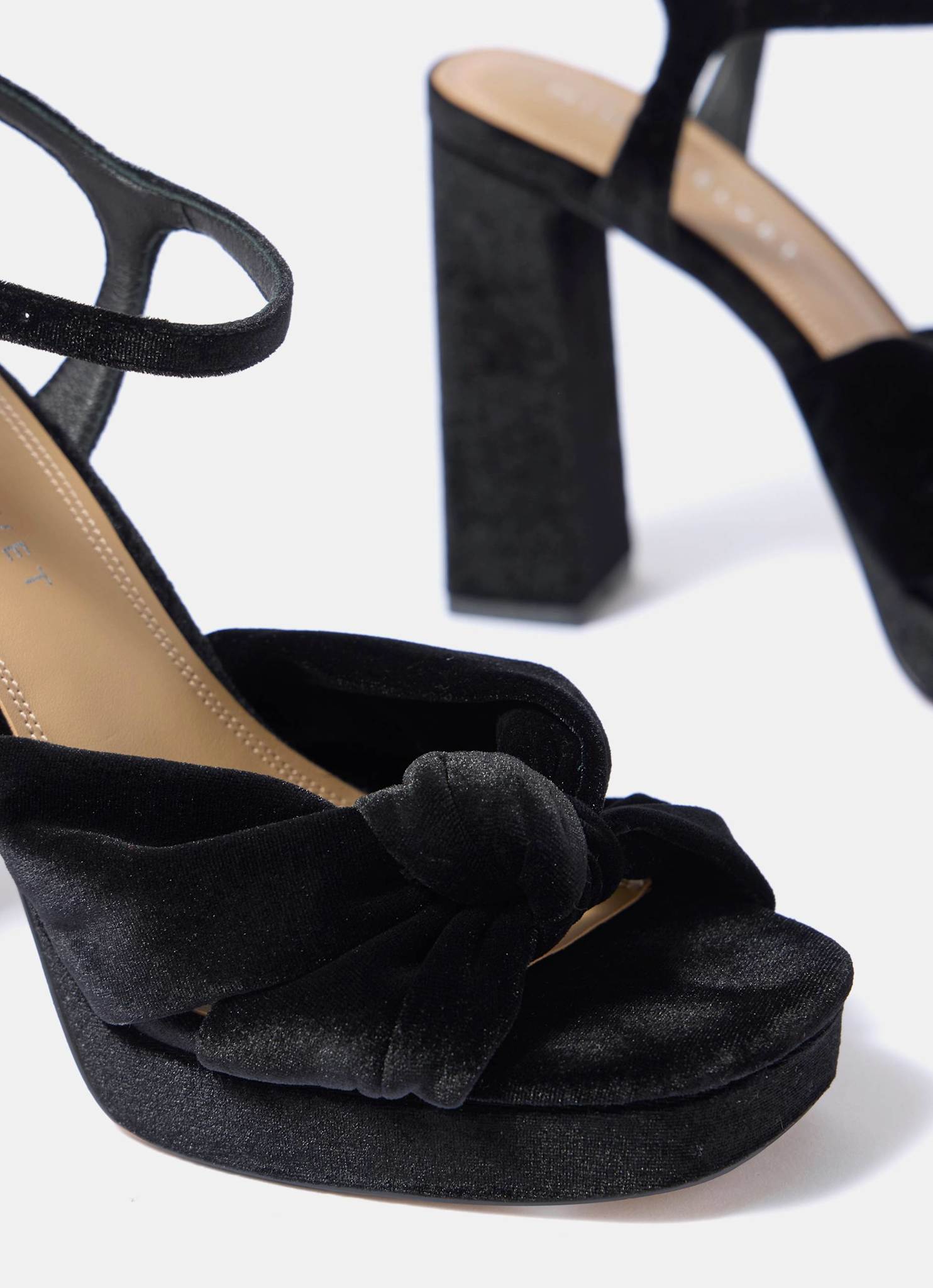 Amy Black Velvet Platform Heels