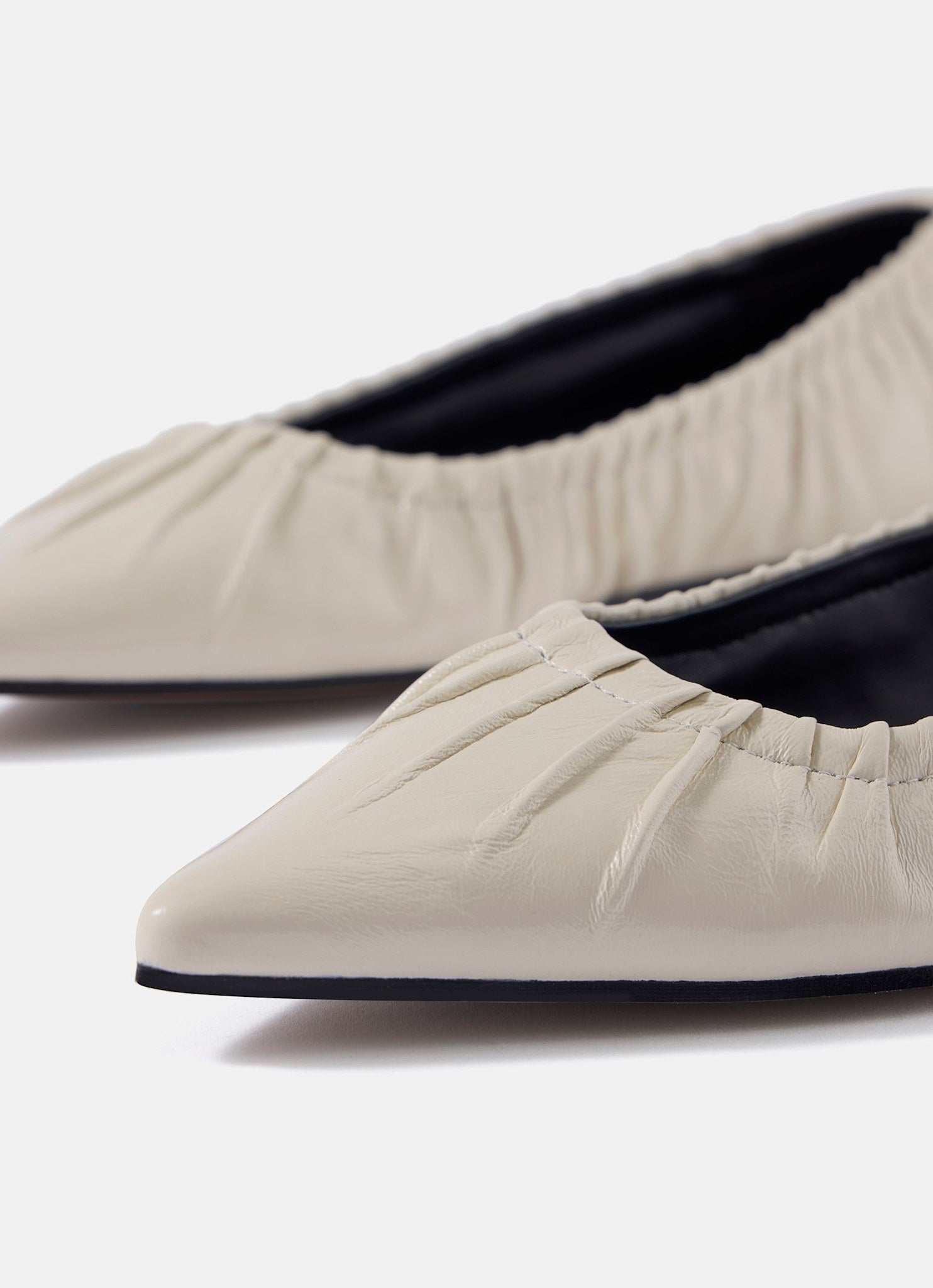 Arella Cream Leather Flat Pumps