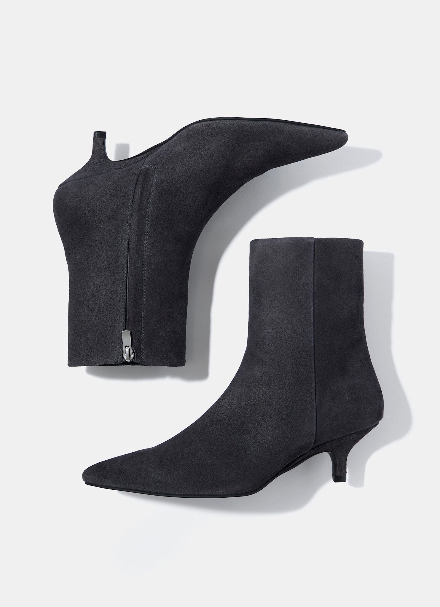 Ashley Grey Suede Kitten Heel Ankle Boots