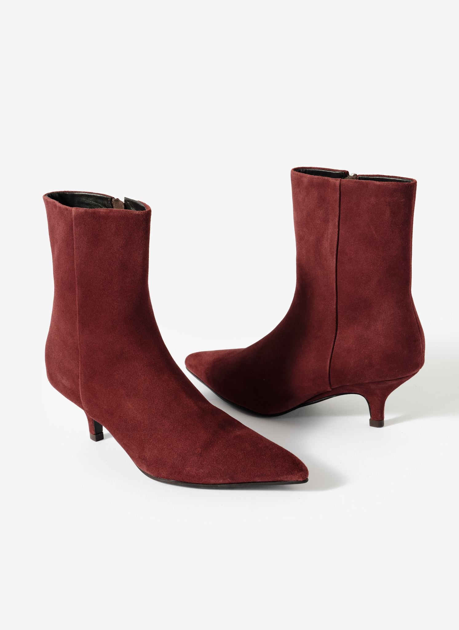 Ashley Red Suede Kitten Heel Ankle Boots