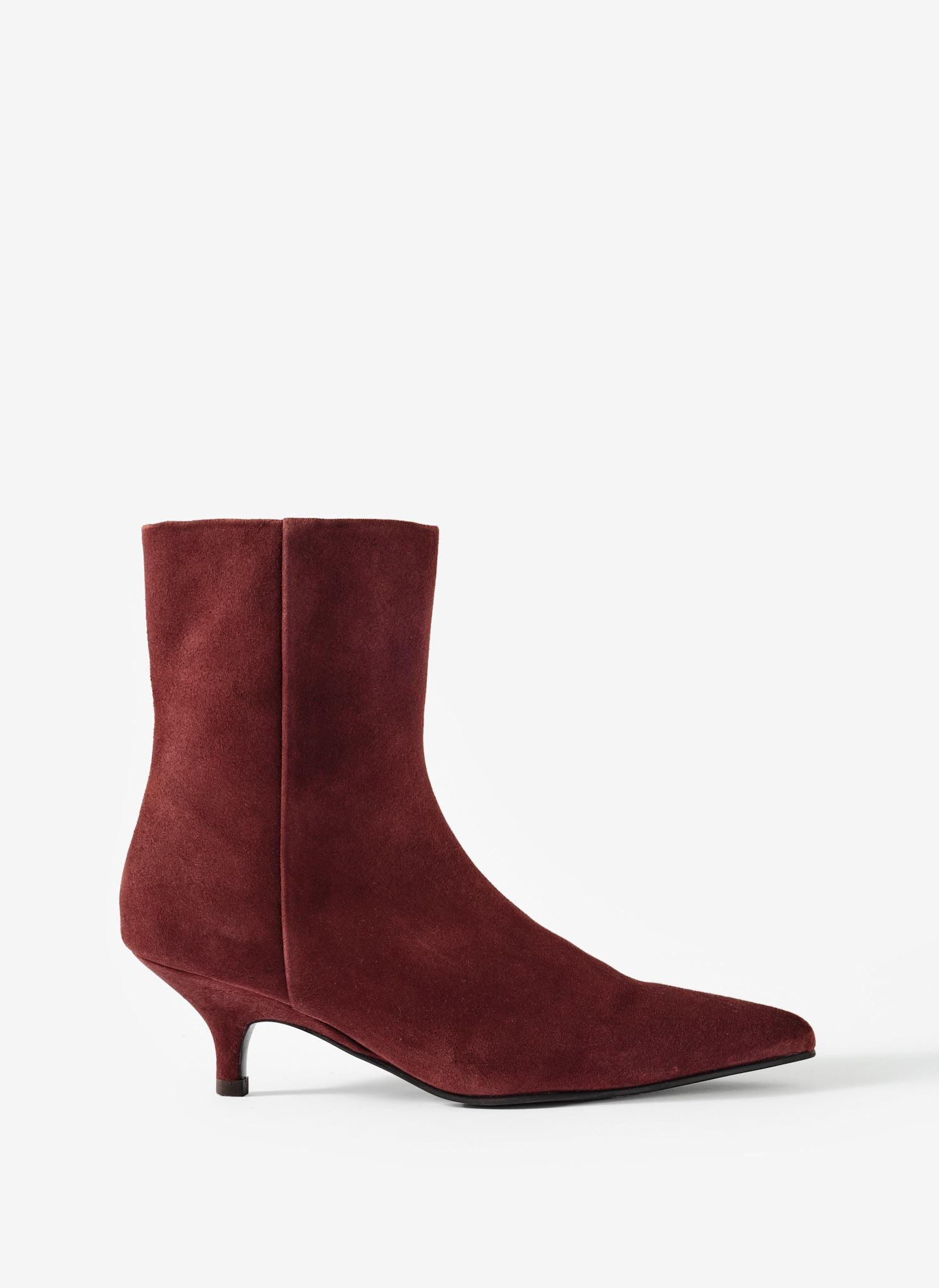Ashley Red Suede Kitten Heel Ankle Boots
