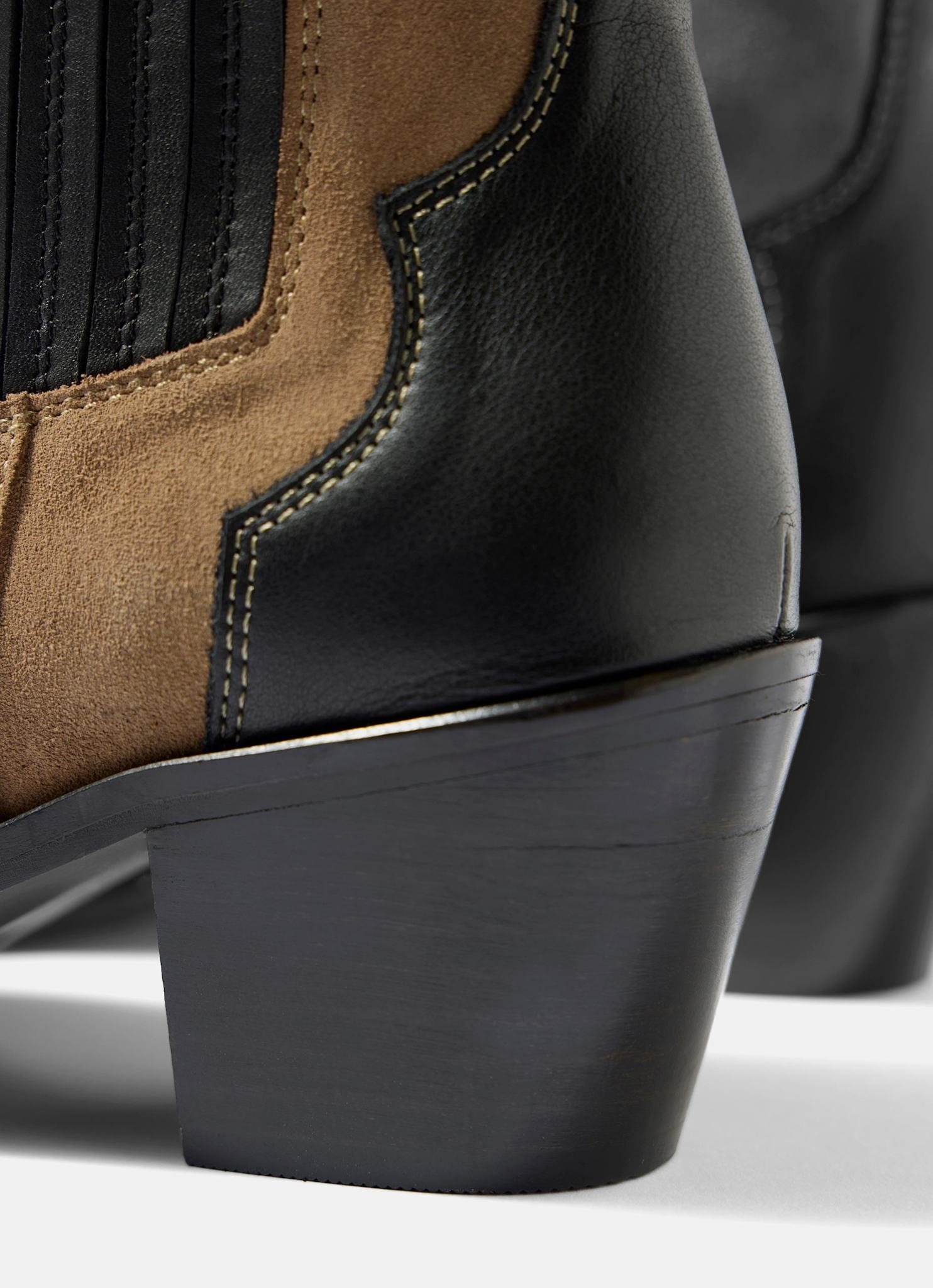 Aspen Black Leather Contrast Western Boots