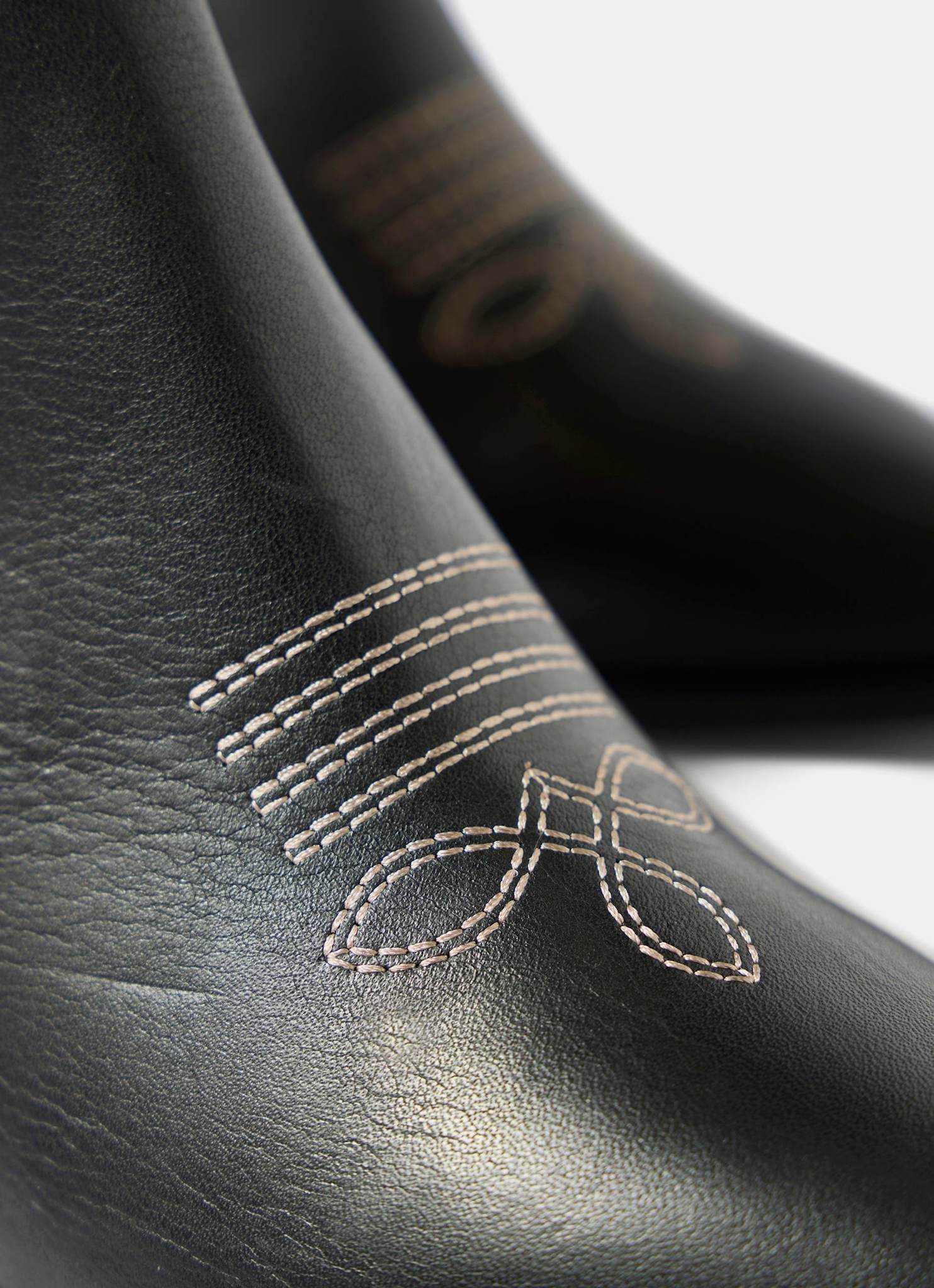 Aspen Black Leather Contrast Western Boots