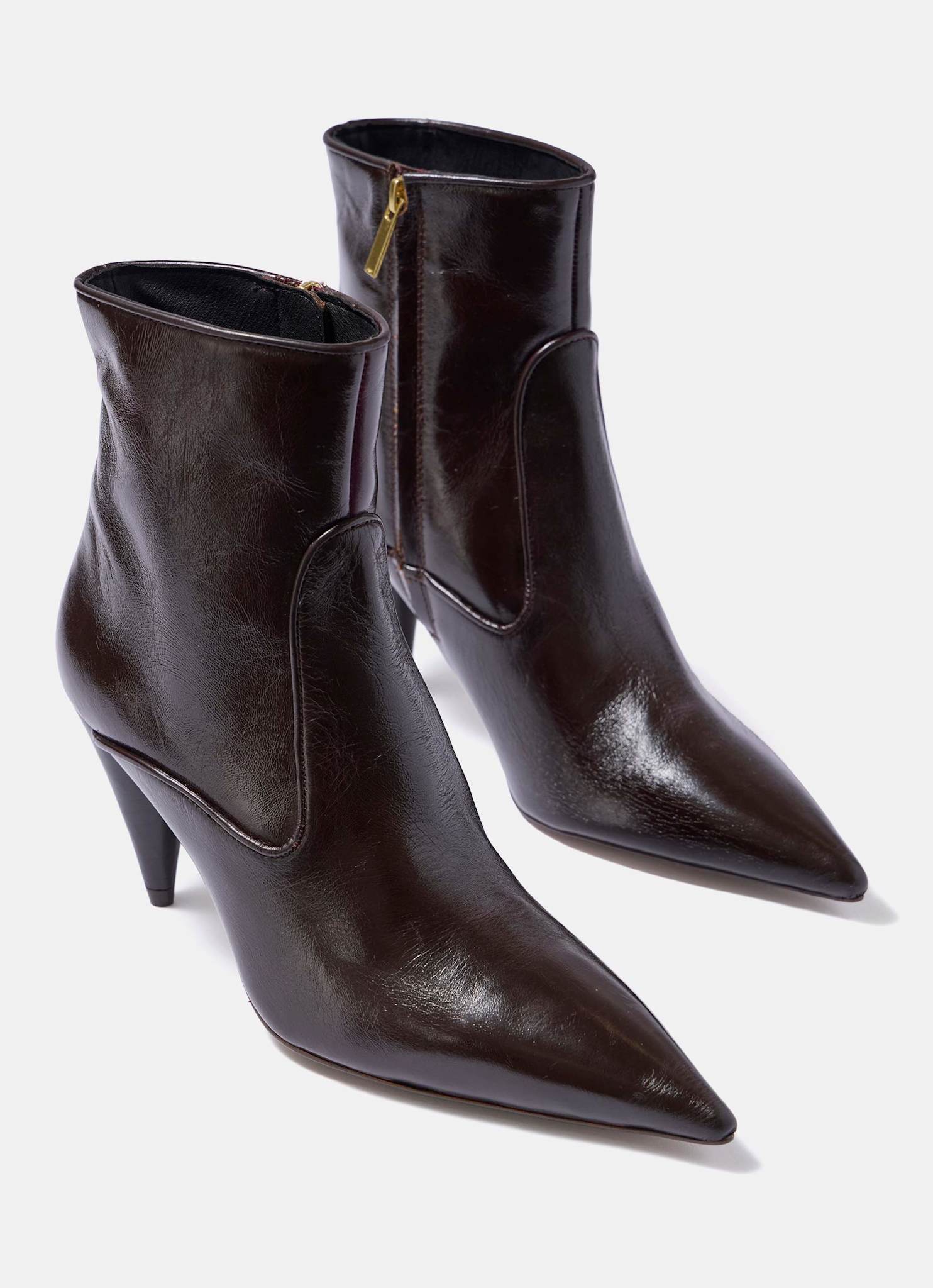 Brooke Brown Leather Ankle Boots