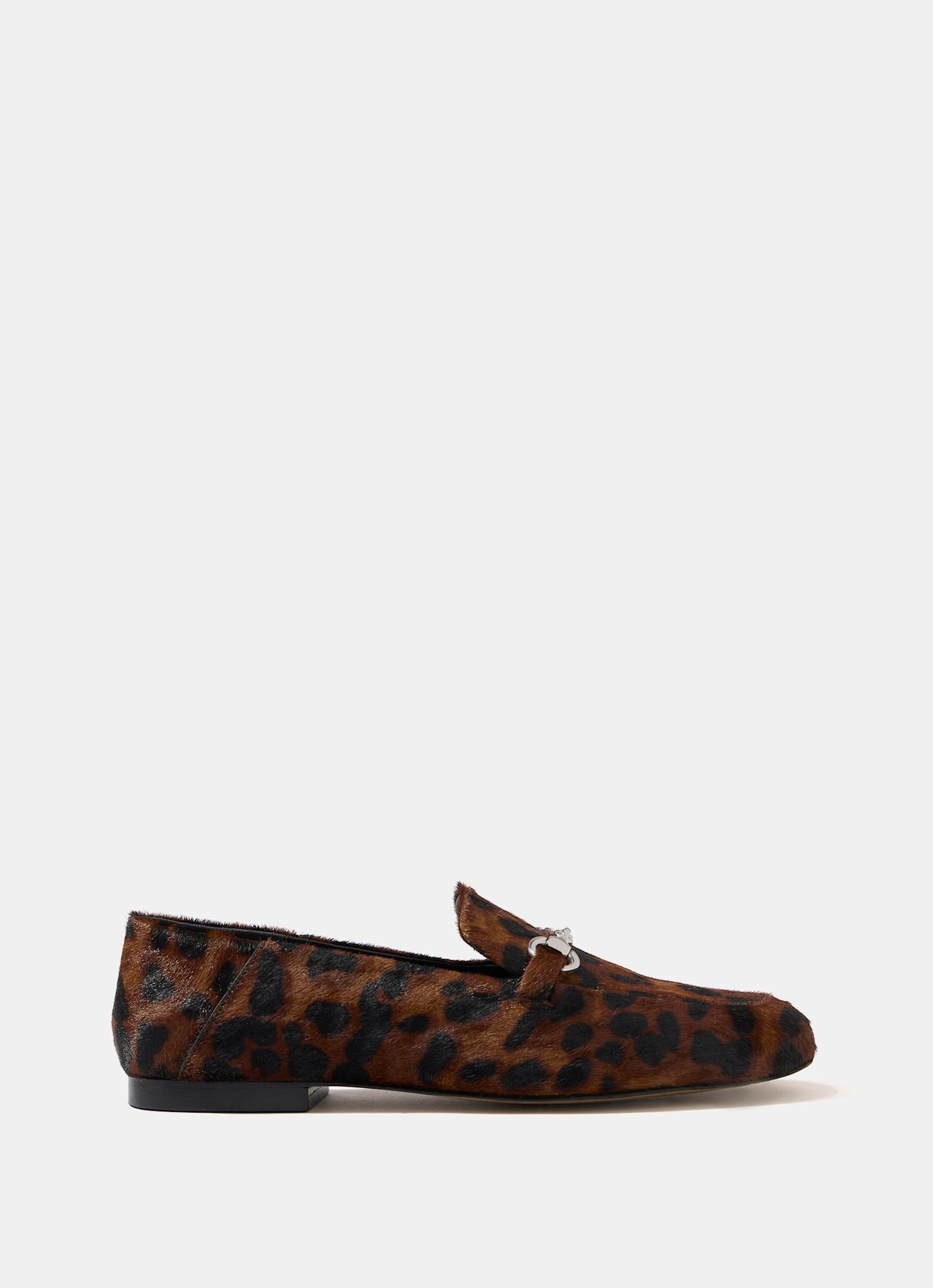 Camille Leopard Print Textured Loafers