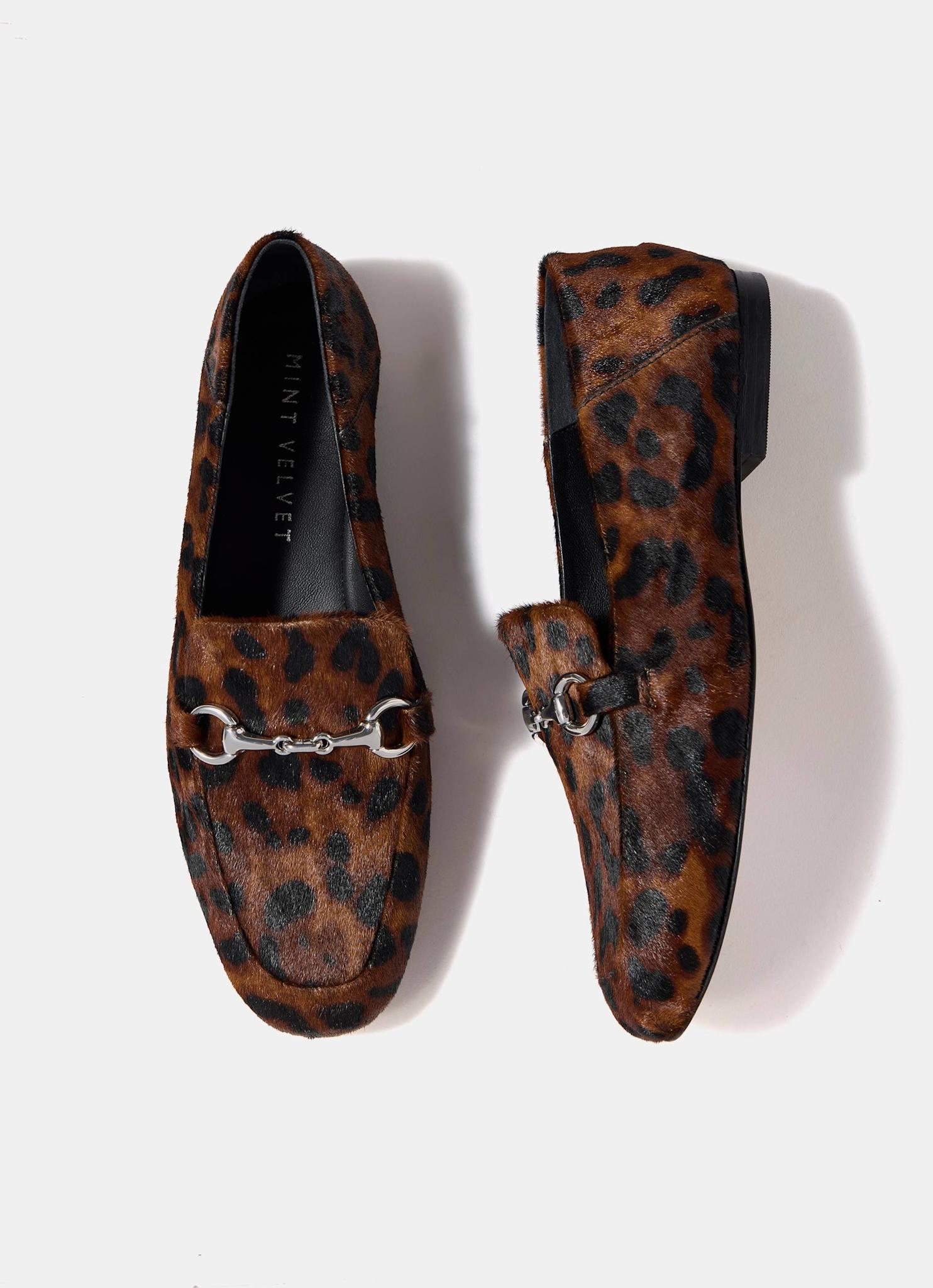 Camille Leopard Print Textured Loafers