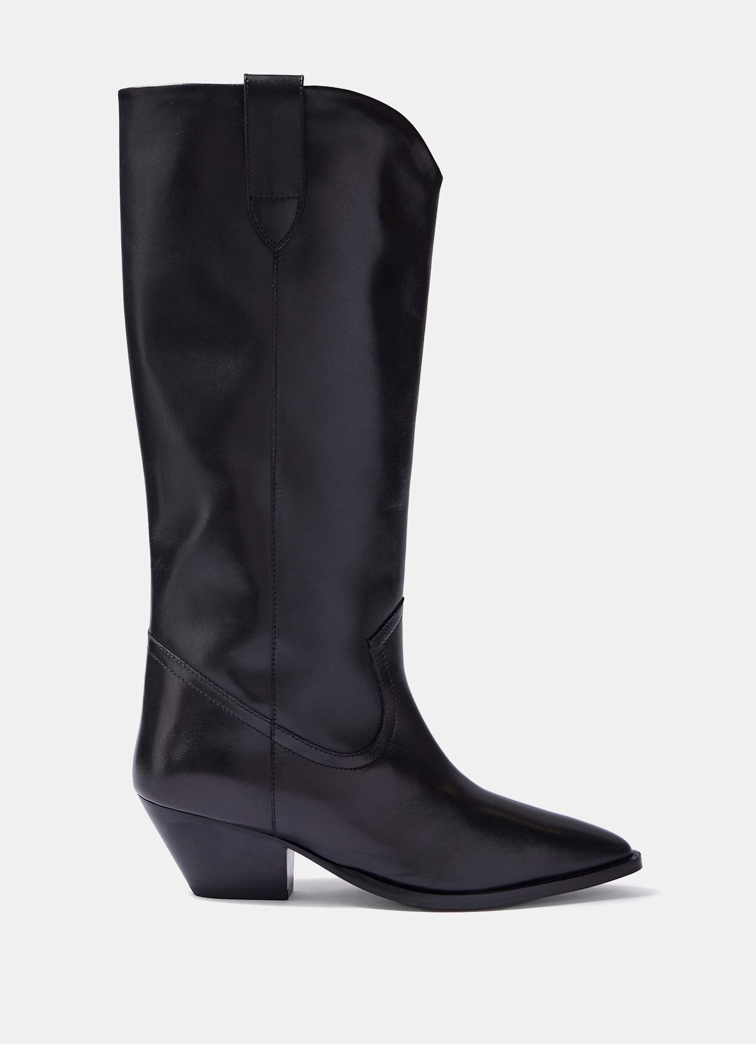Dakota Black Leather Knee High Cowboy Boots