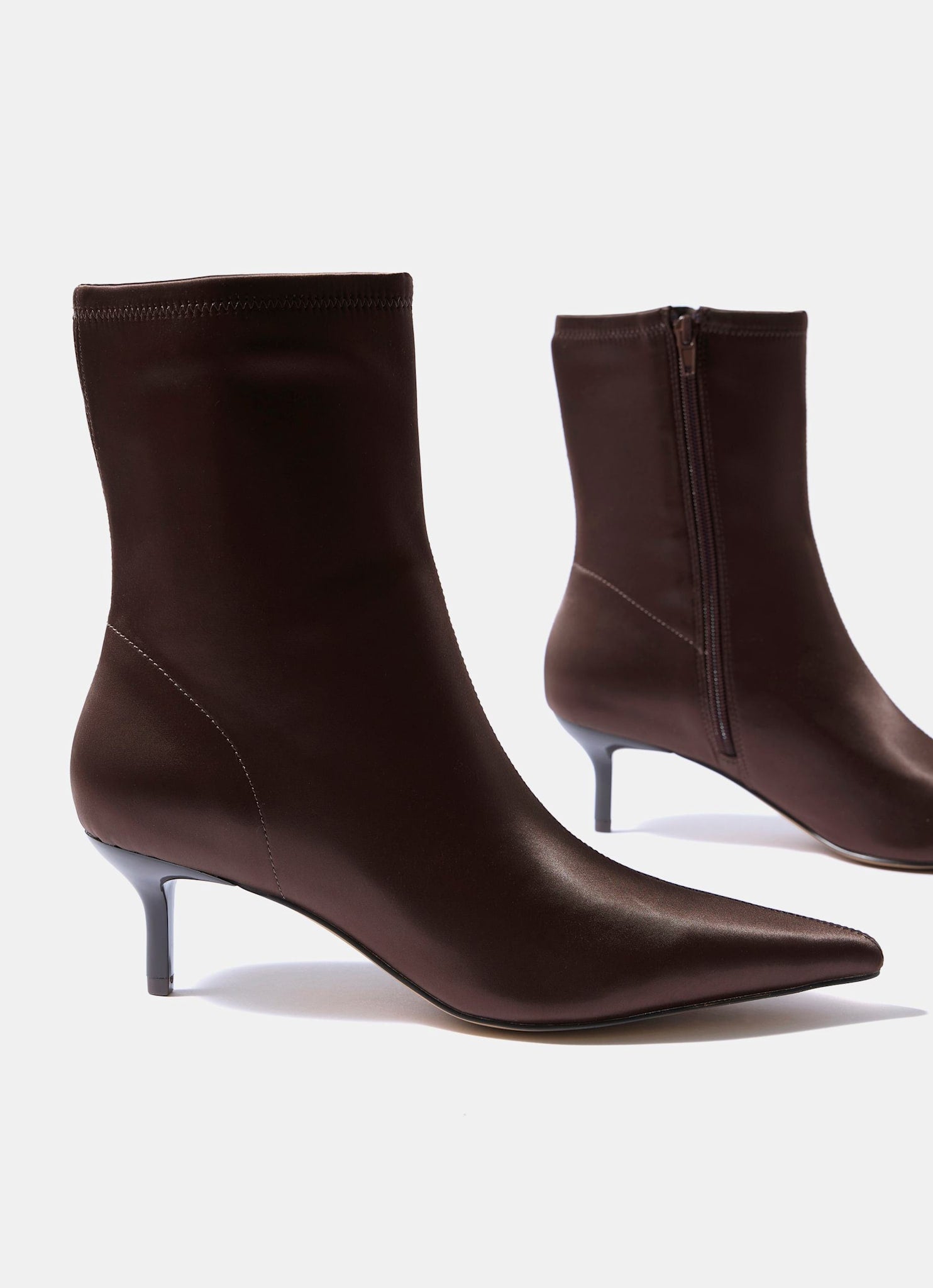 Frankie Burgundy Satin Ankle Boots