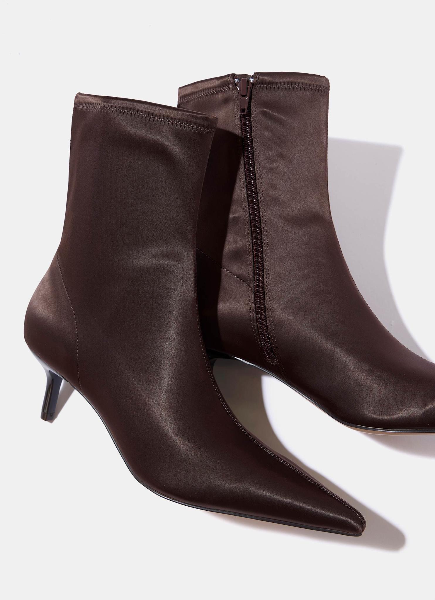 Frankie Burgundy Satin Ankle Boots