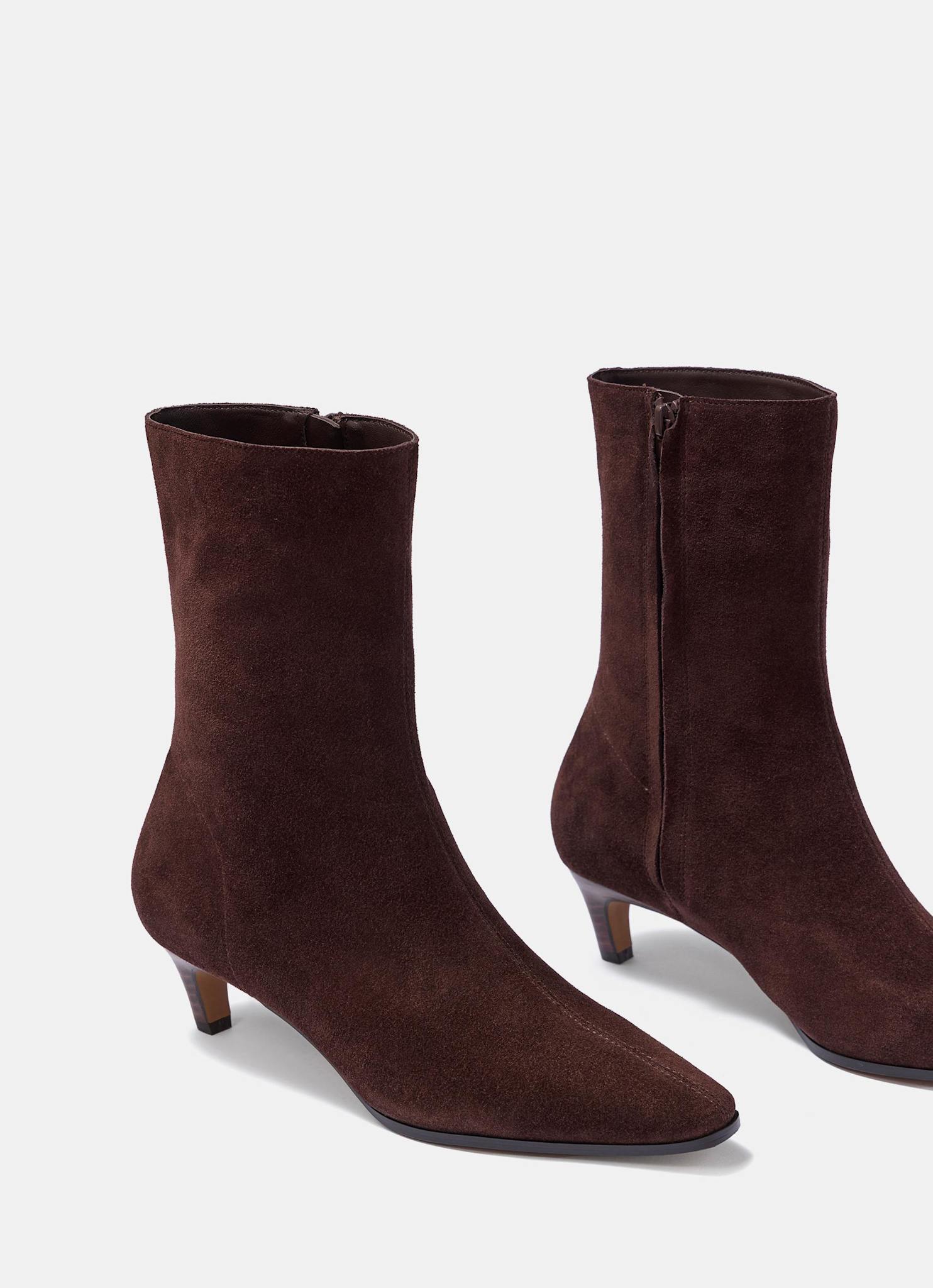 Issy Brown Suede Kitten Heel Ankle Boots