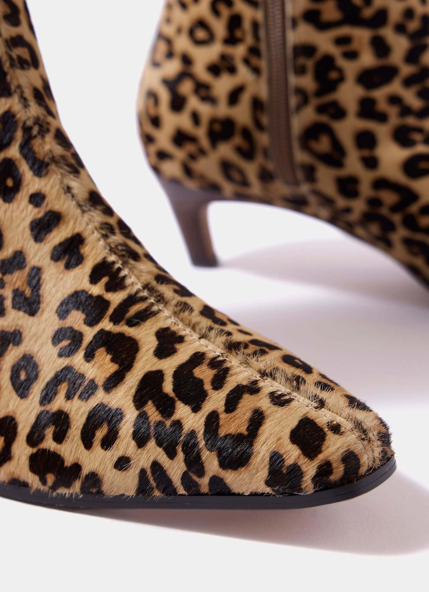 Issy Leopard Print Textured Leather Ankle Boots