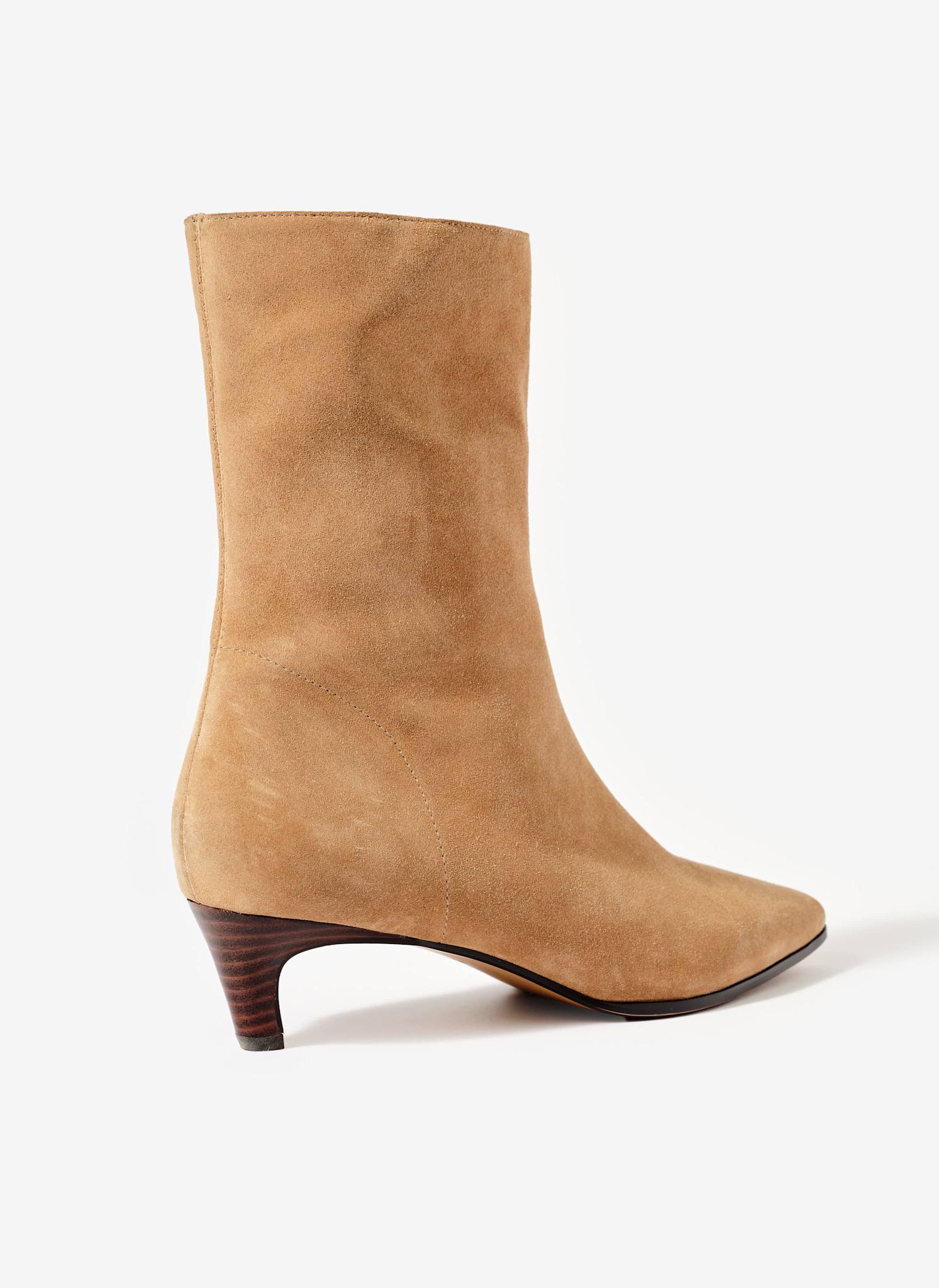 Issy Neutral Suede Kitten Heel Ankle Boots