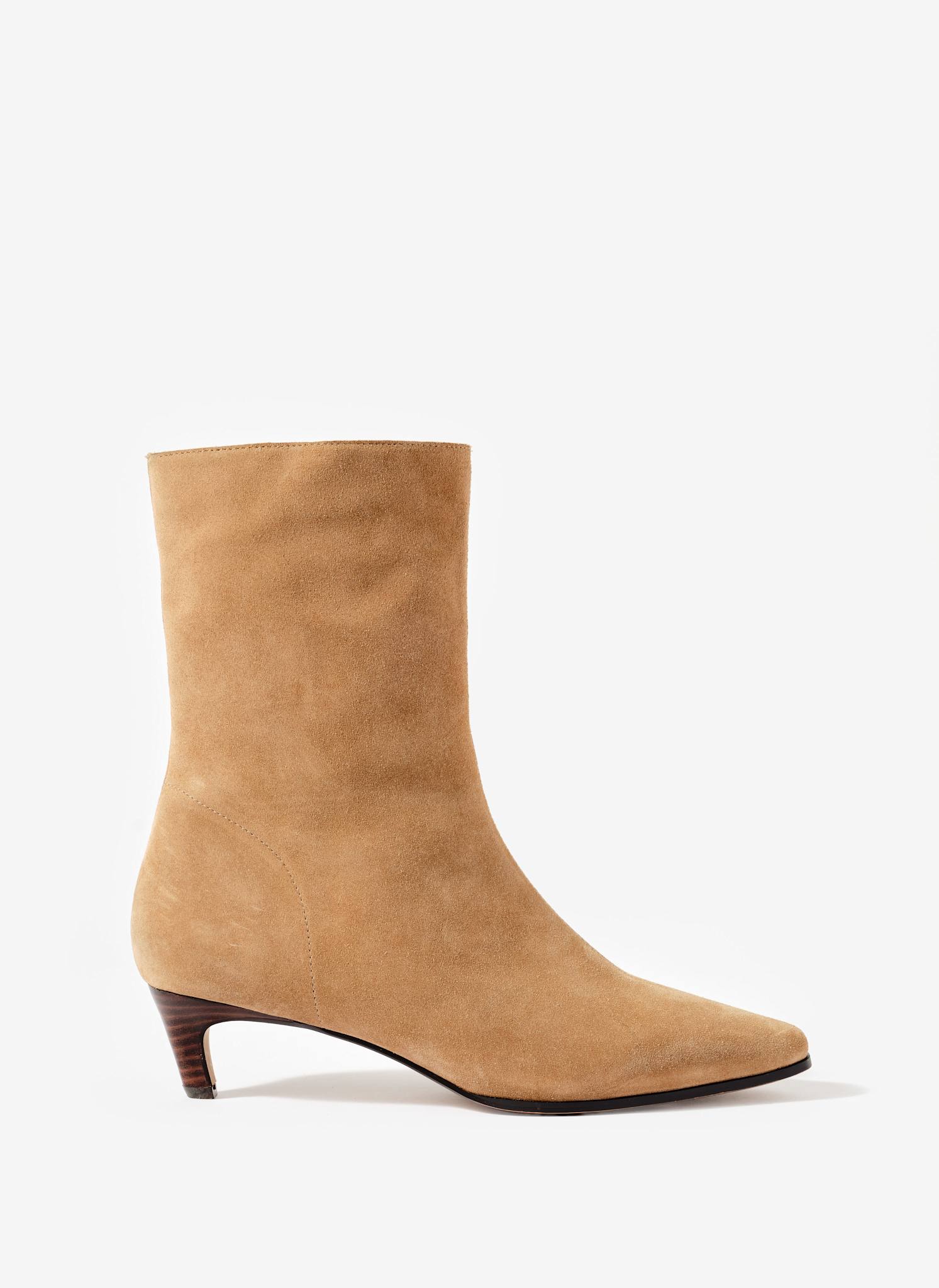 Issy Neutral Suede Kitten Heel Ankle Boots