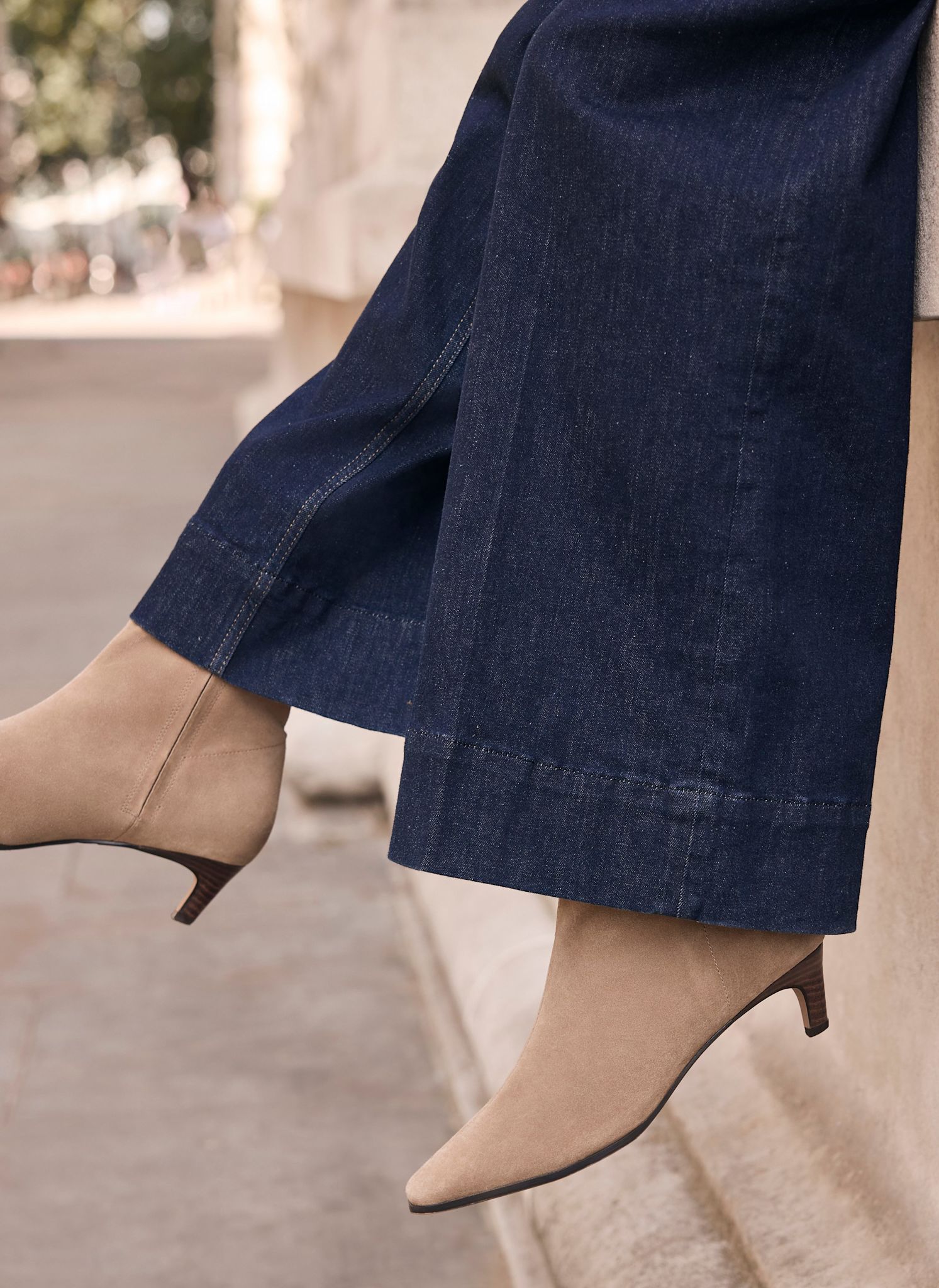 Issy Neutral Suede Kitten Heel Ankle Boots