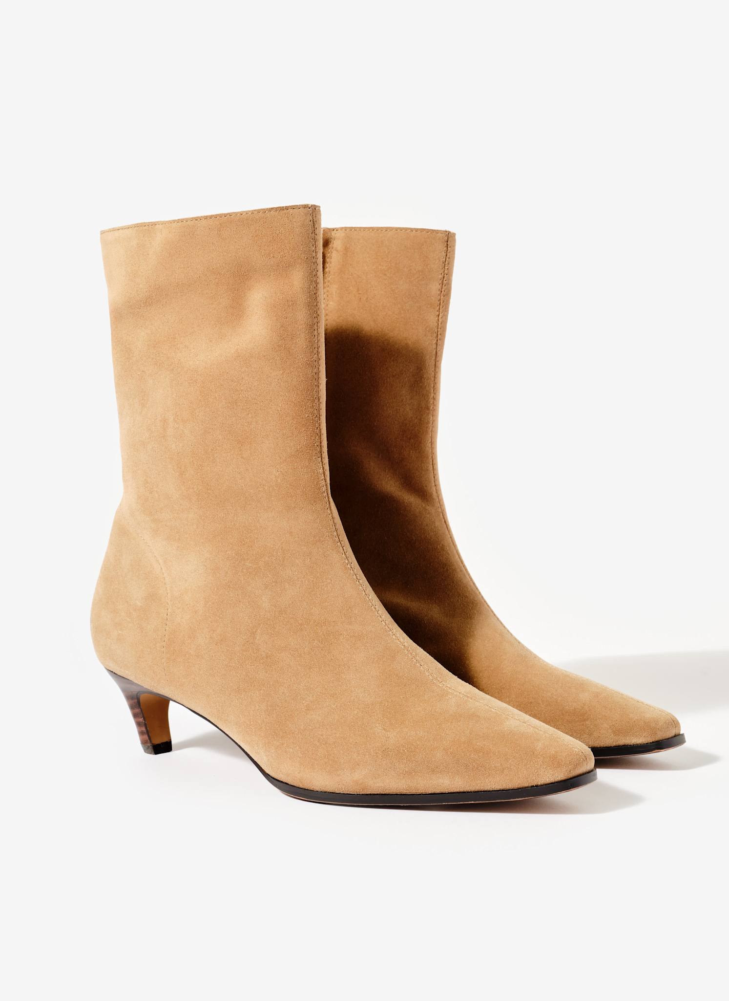 Issy Neutral Suede Kitten Heel Ankle Boots