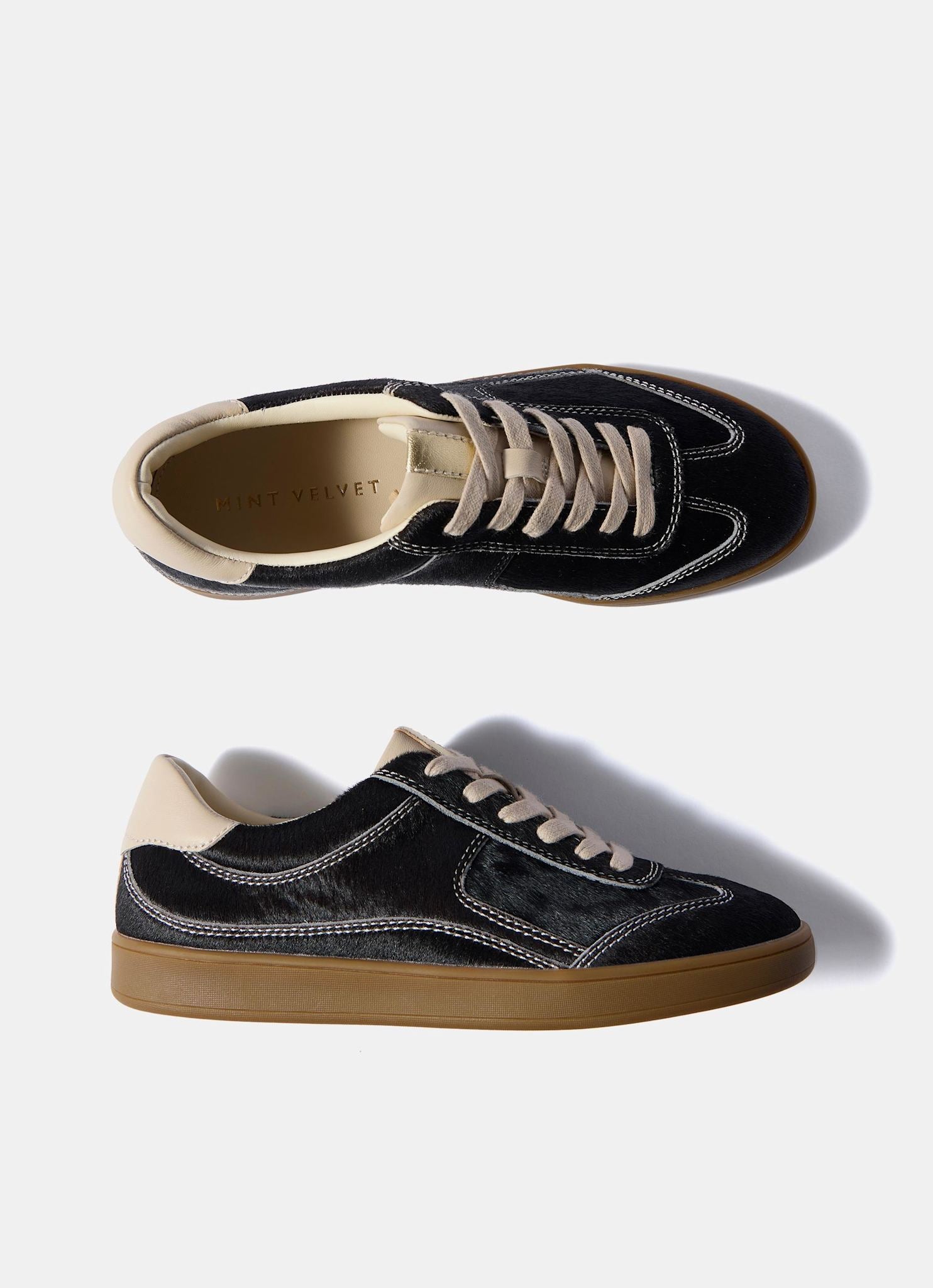 Jen Brown Leather Textured Trainers