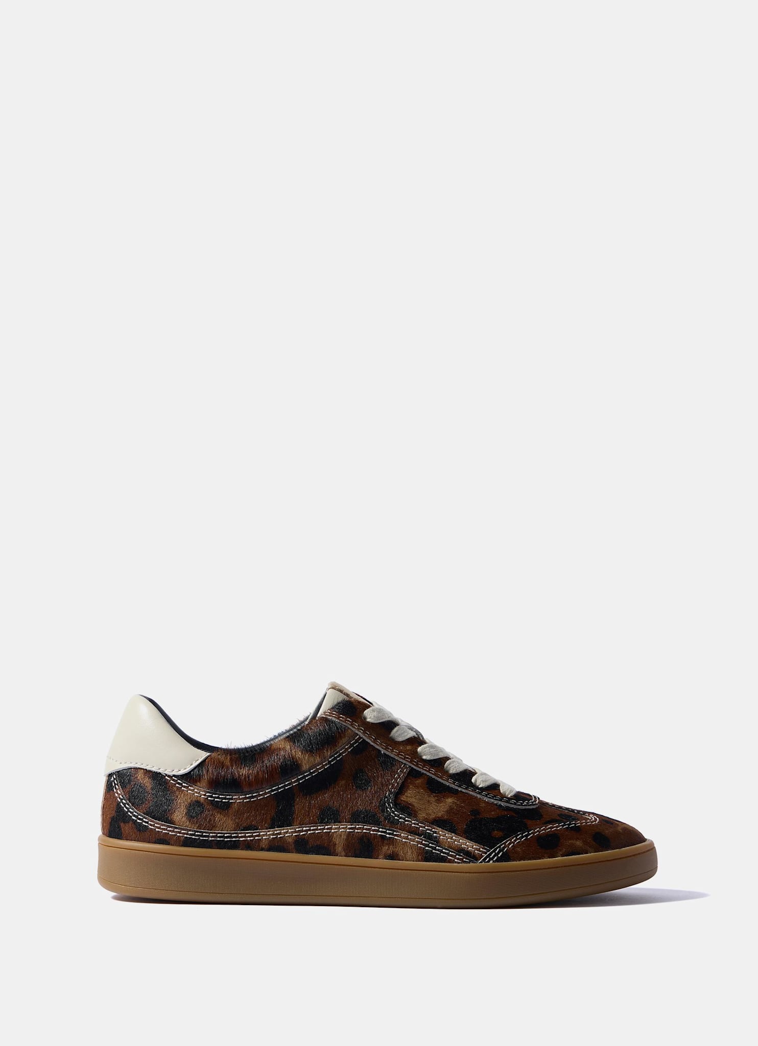 Jen Leopard Print Textured Leather Trainers