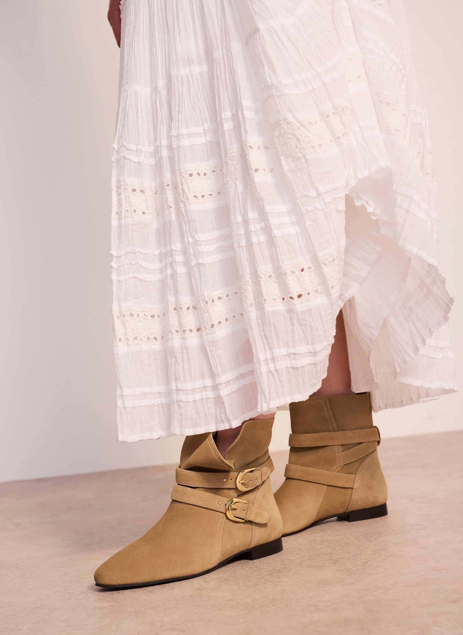 Libby Neutral Suede Ankle Boots
