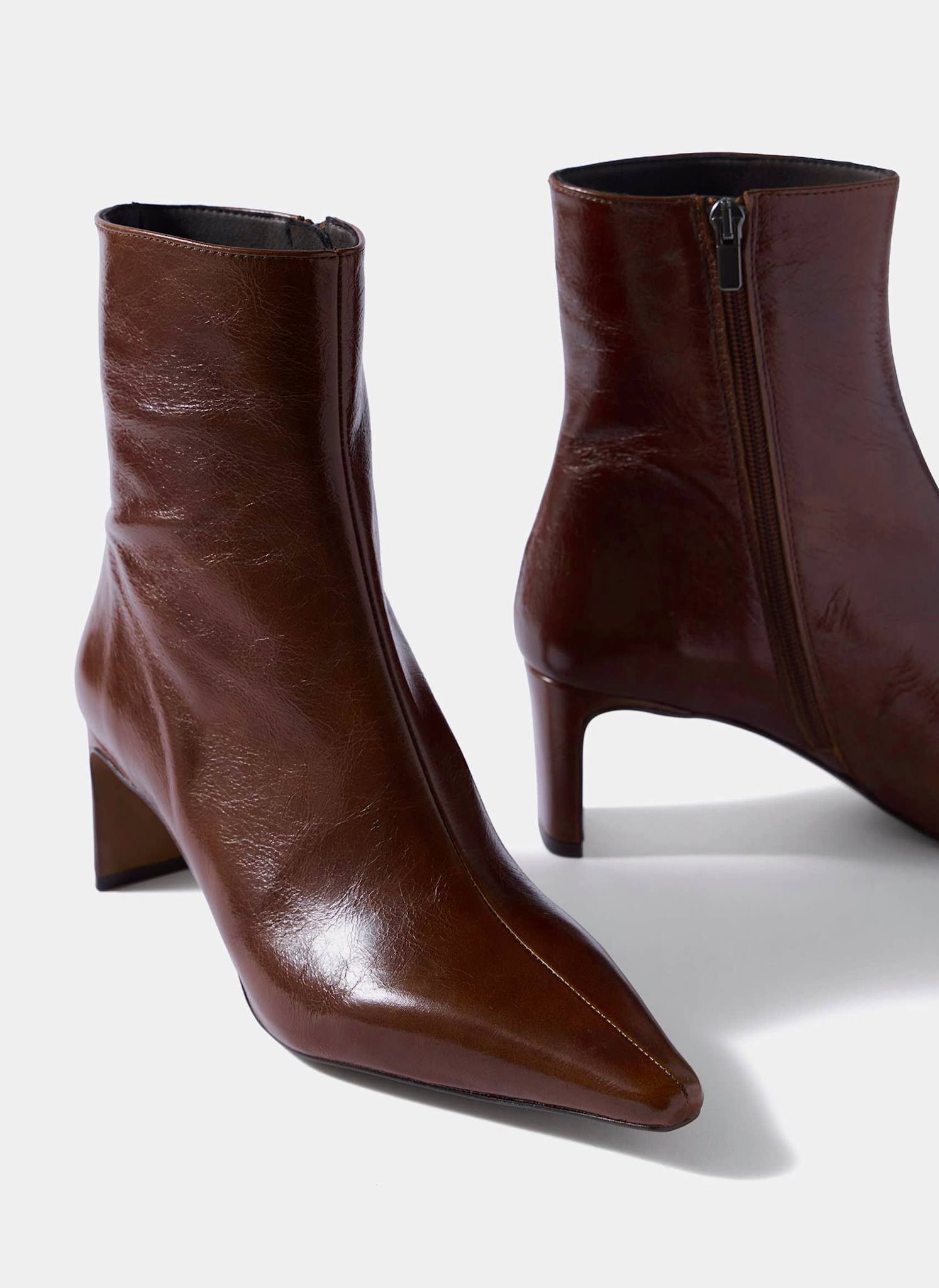 Macy Brown Leather Ankle Boots