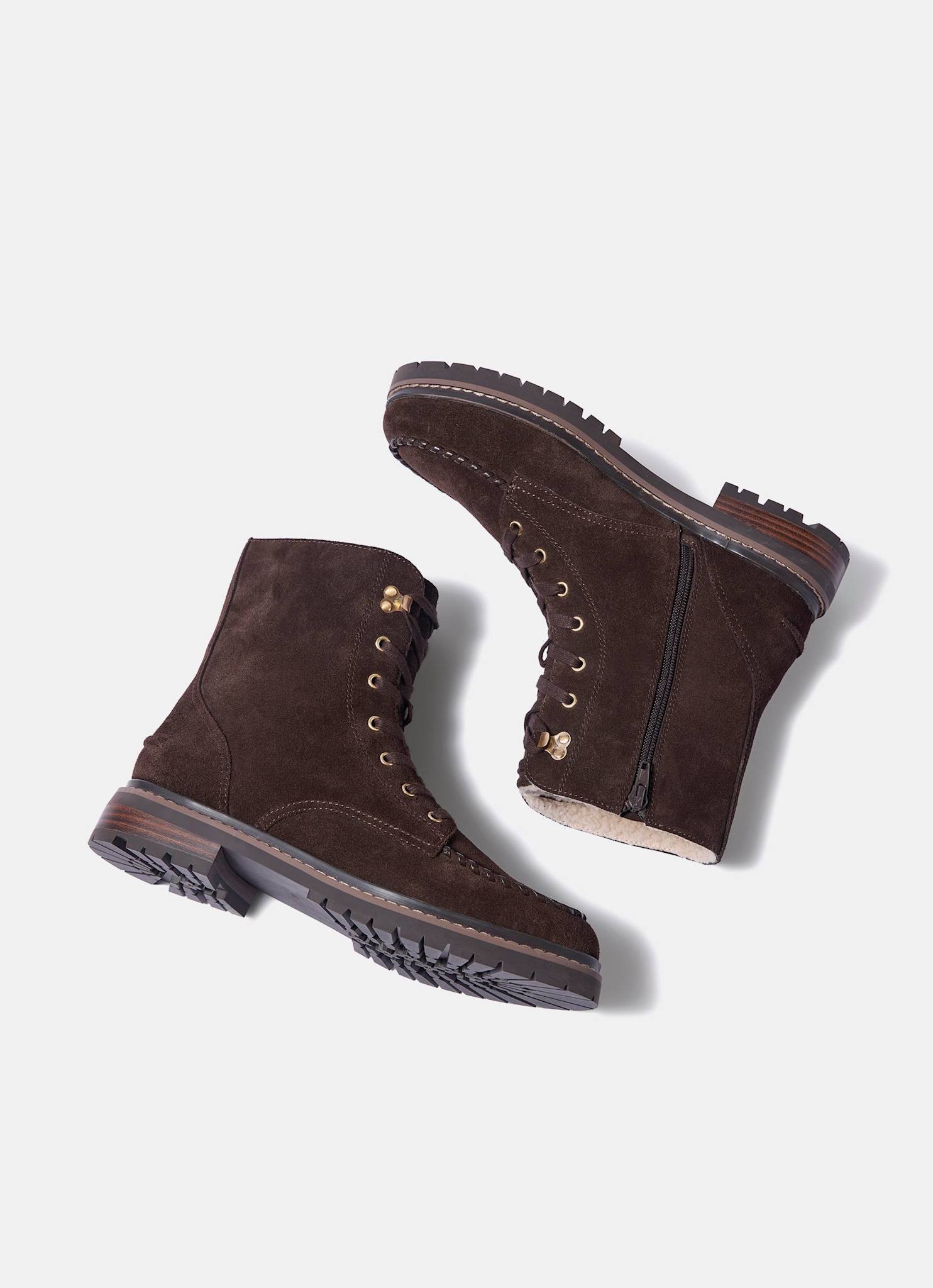 Maddy Brown Suede Lined Boots