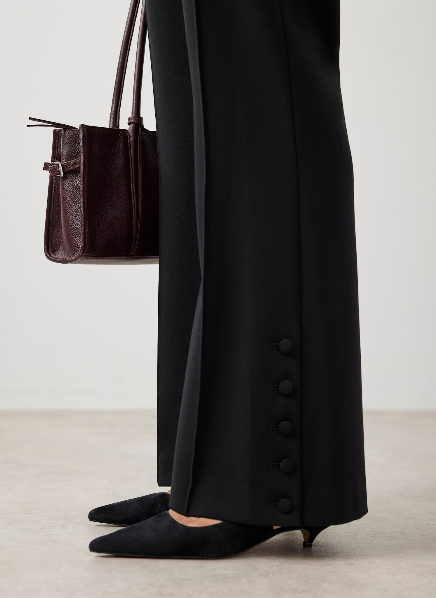 Mila Black Suede Slingback Kitten Heels