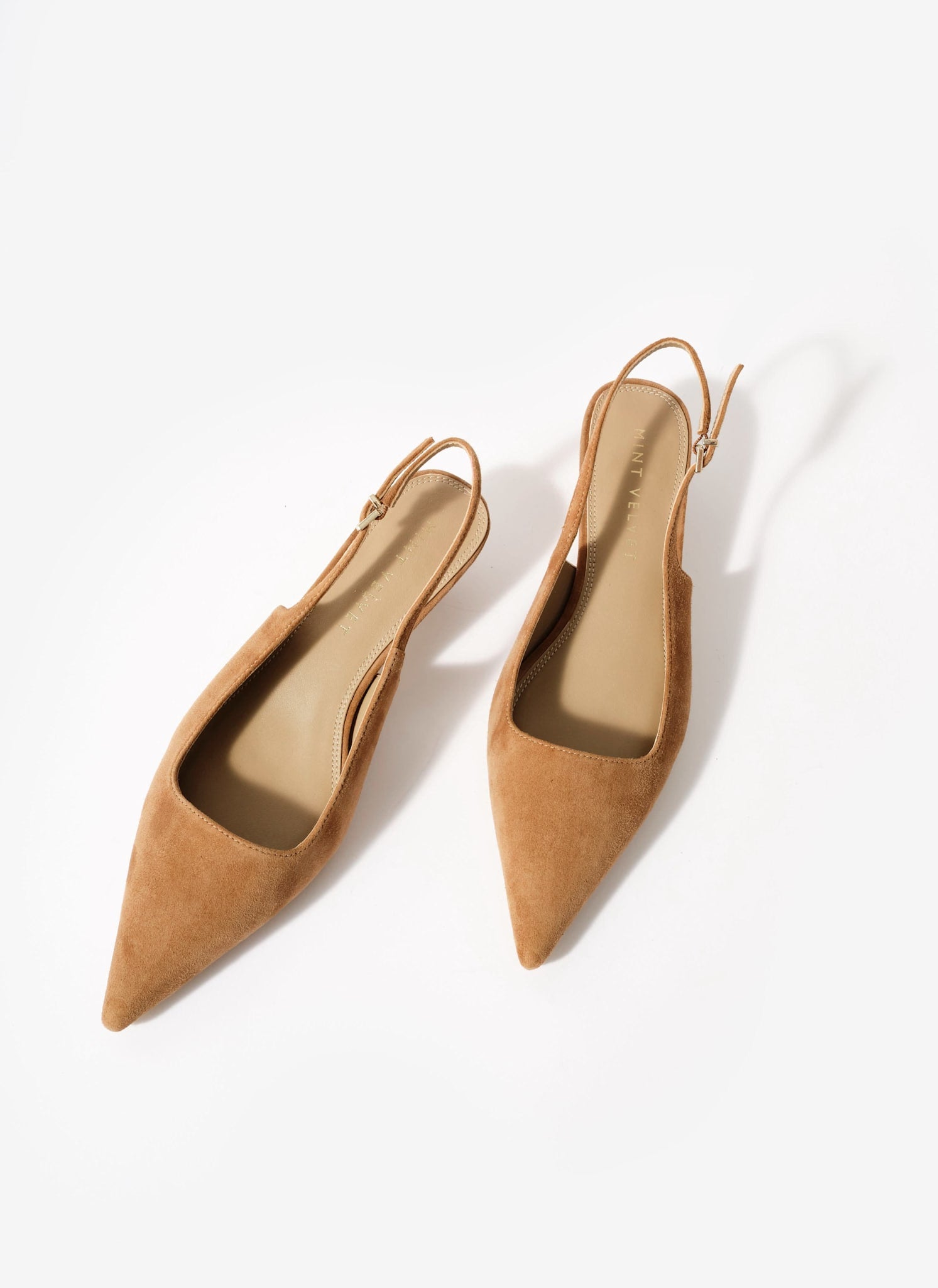 Mila Tan Suede Slingback Kitten Heels