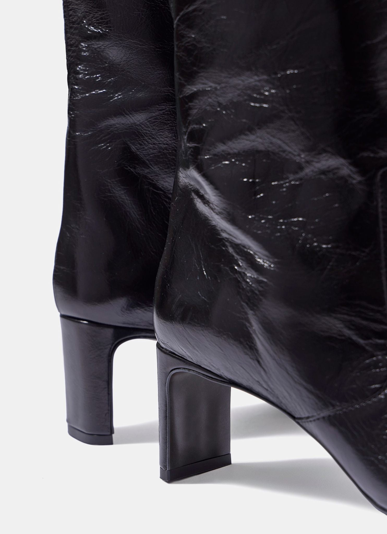 Miley Black Leather Knee High Boots