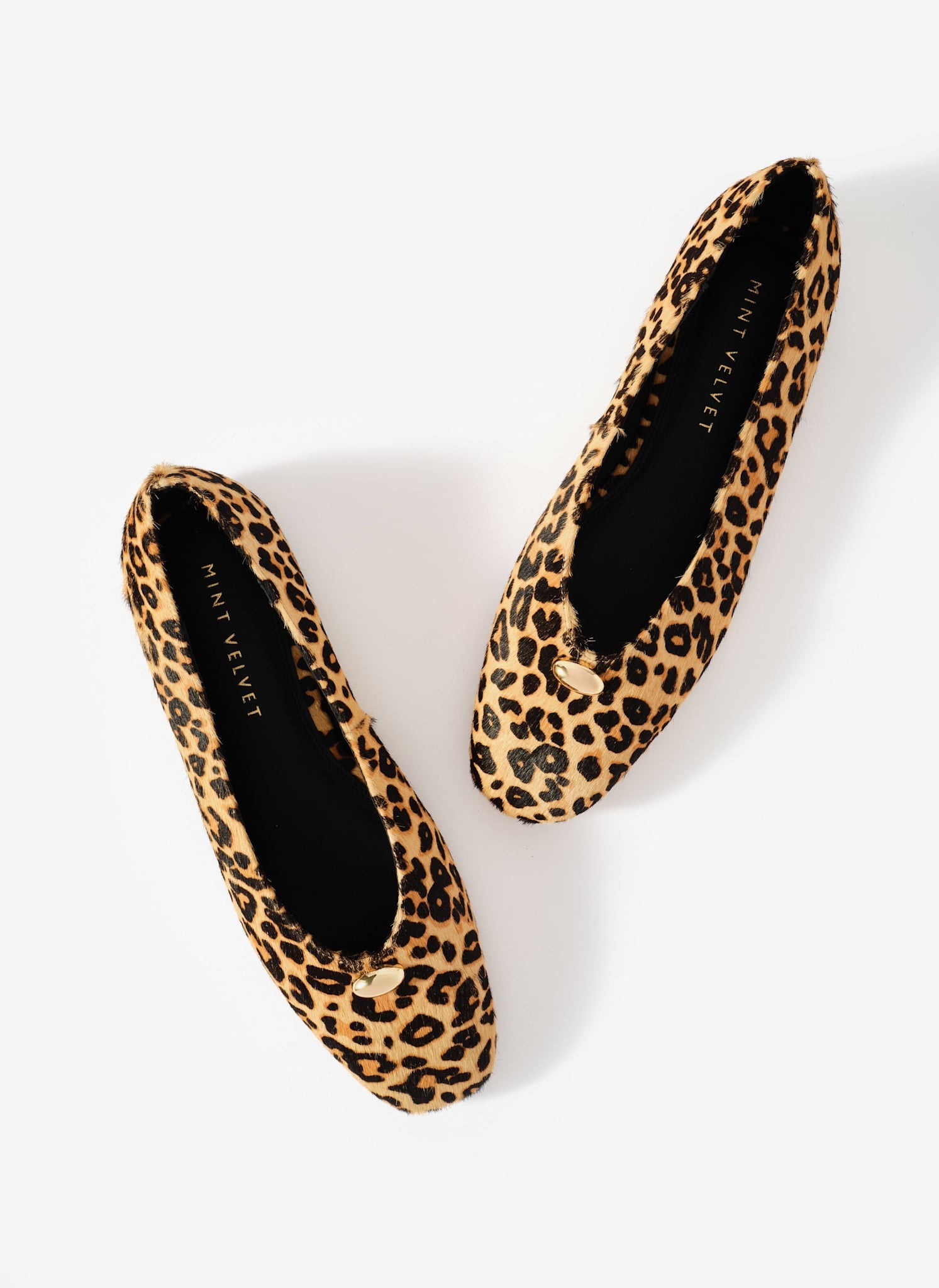 Ruby Leopard Print Textured Leather Ballet Flats