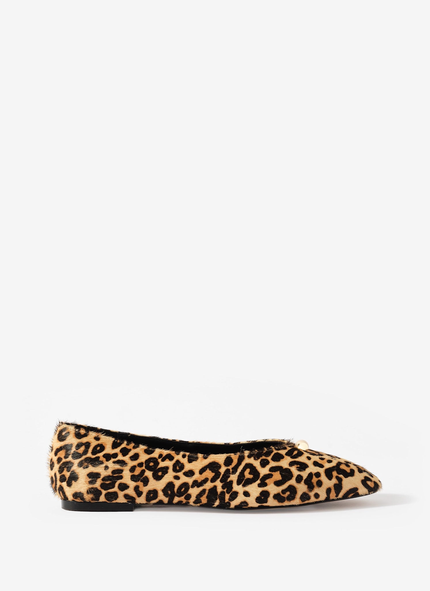 Ruby Leopard Print Textured Leather Ballet Flats