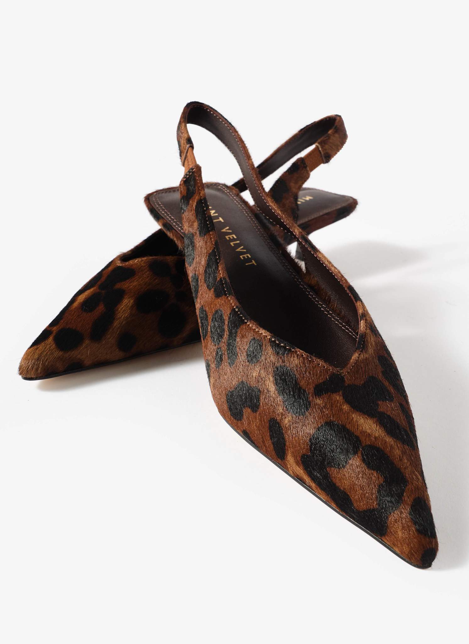 Skye Leopard Print Textured Leather Slingback Court Heels