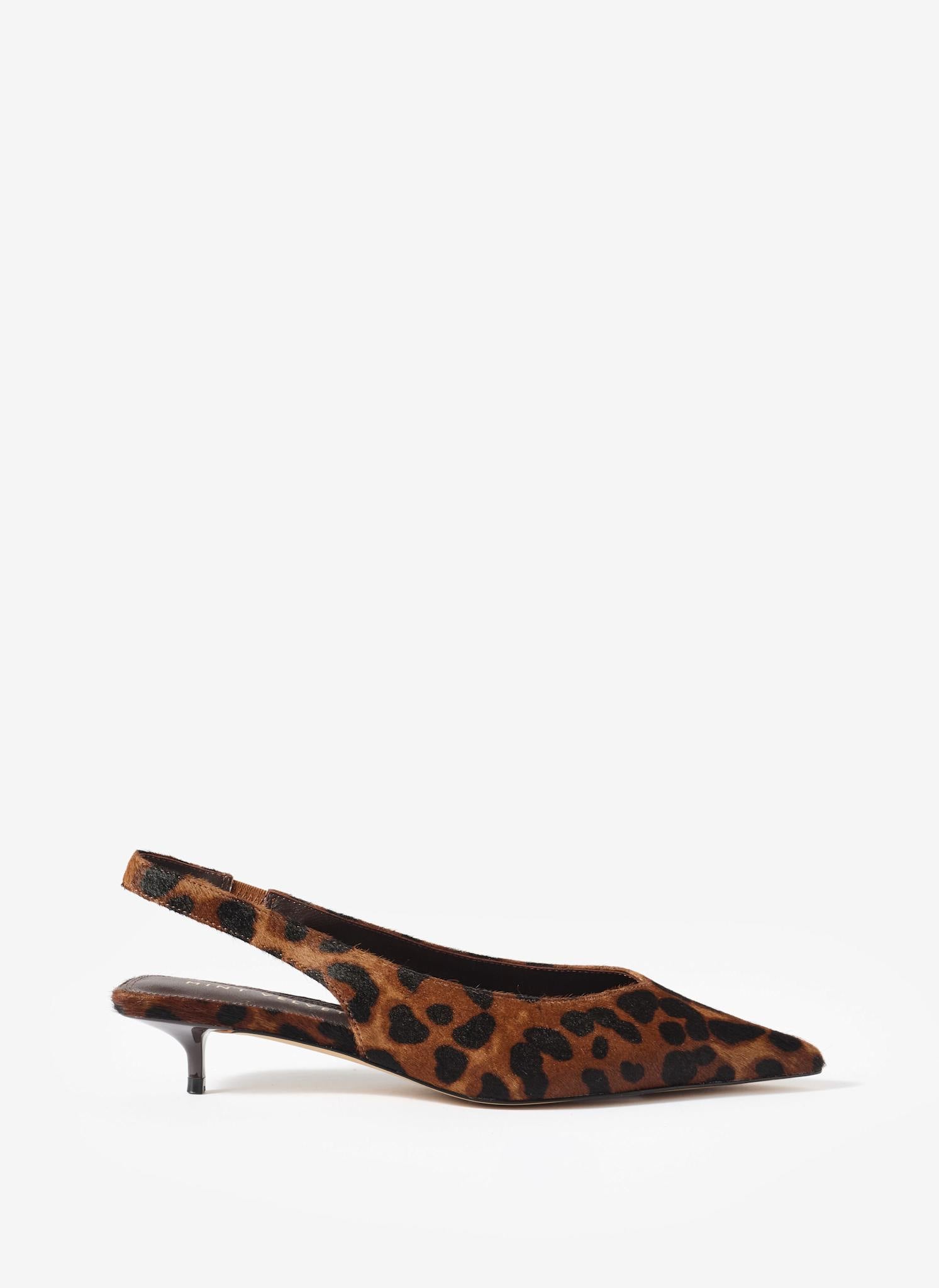 Skye Leopard Print Textured Leather Slingback Court Heels