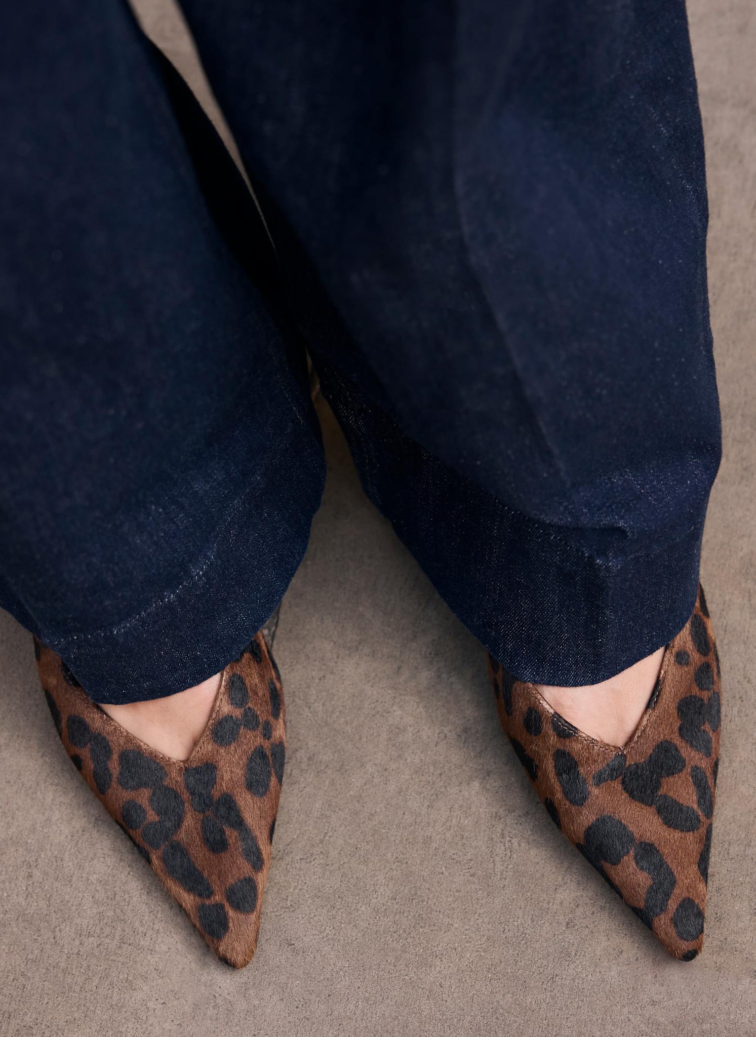 Skye Leopard Print Textured Leather Slingback Court Heels