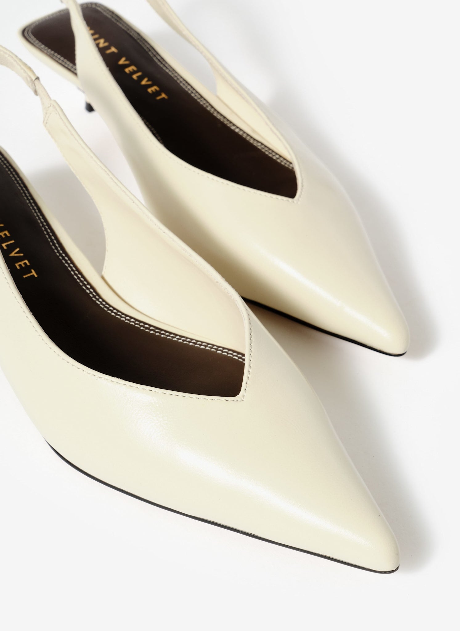 Skye White Leather Slingback Court Heels