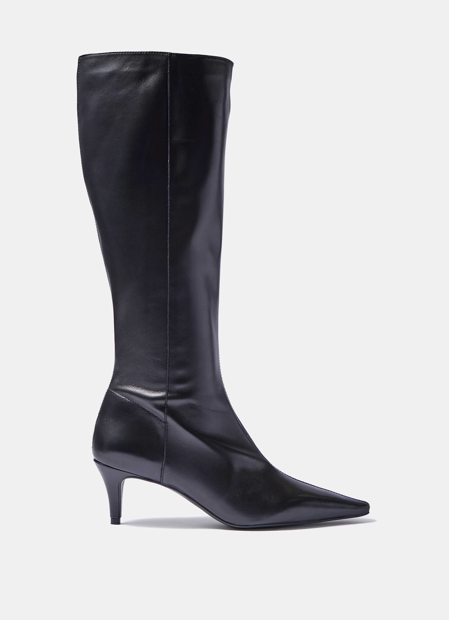 Sofia Black Leather Knee High Boots